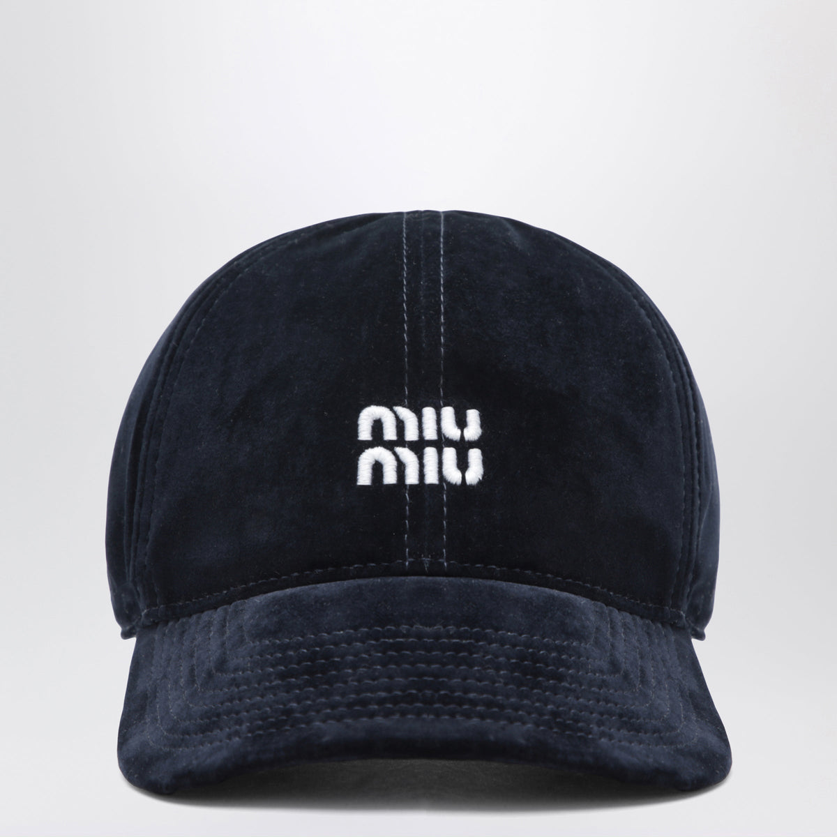 Miu Miu Blue And Black Velvet Baseball Hat Women MIU MIU