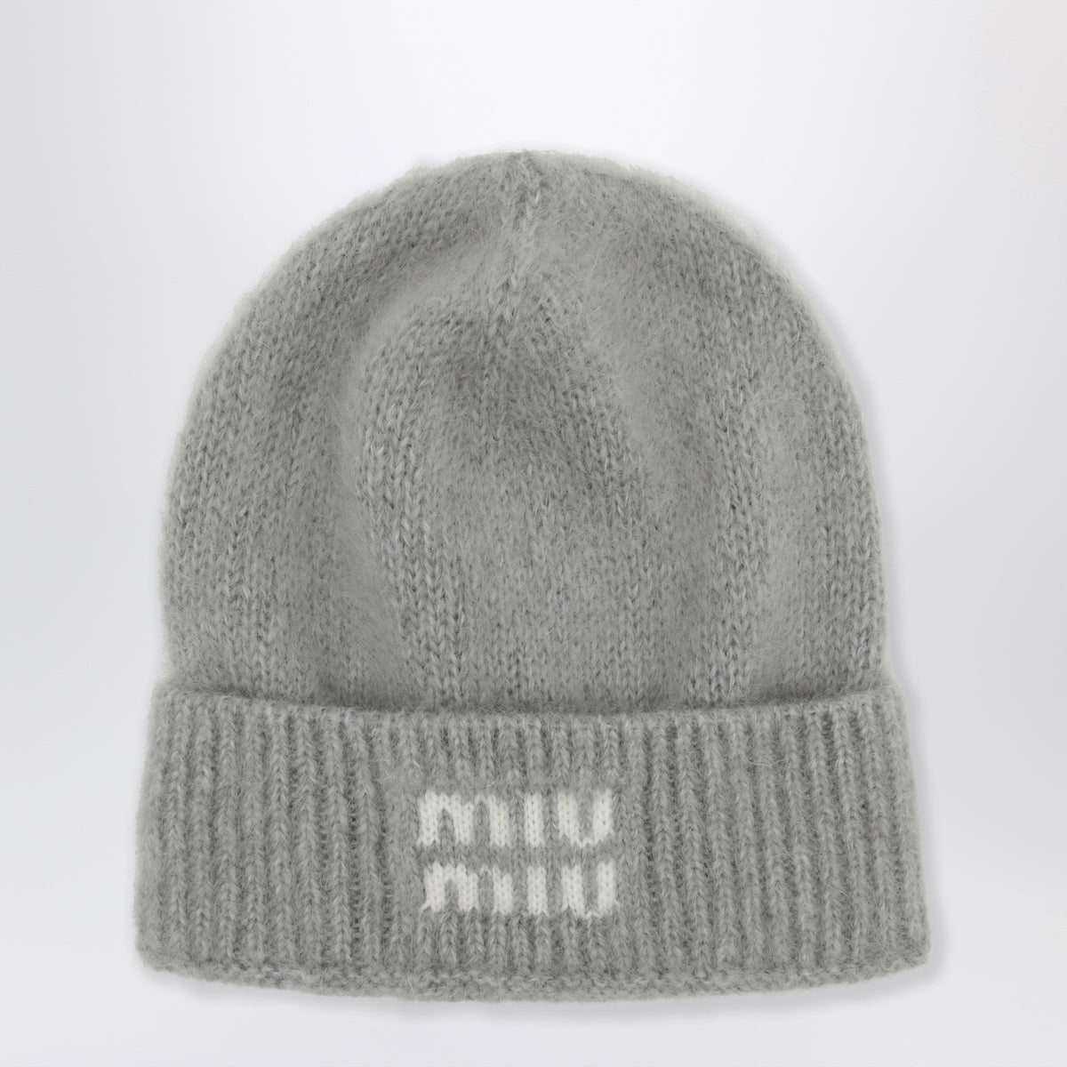 Miu Miu Beanie In Mohair Blend, Grey Women MIU MIU