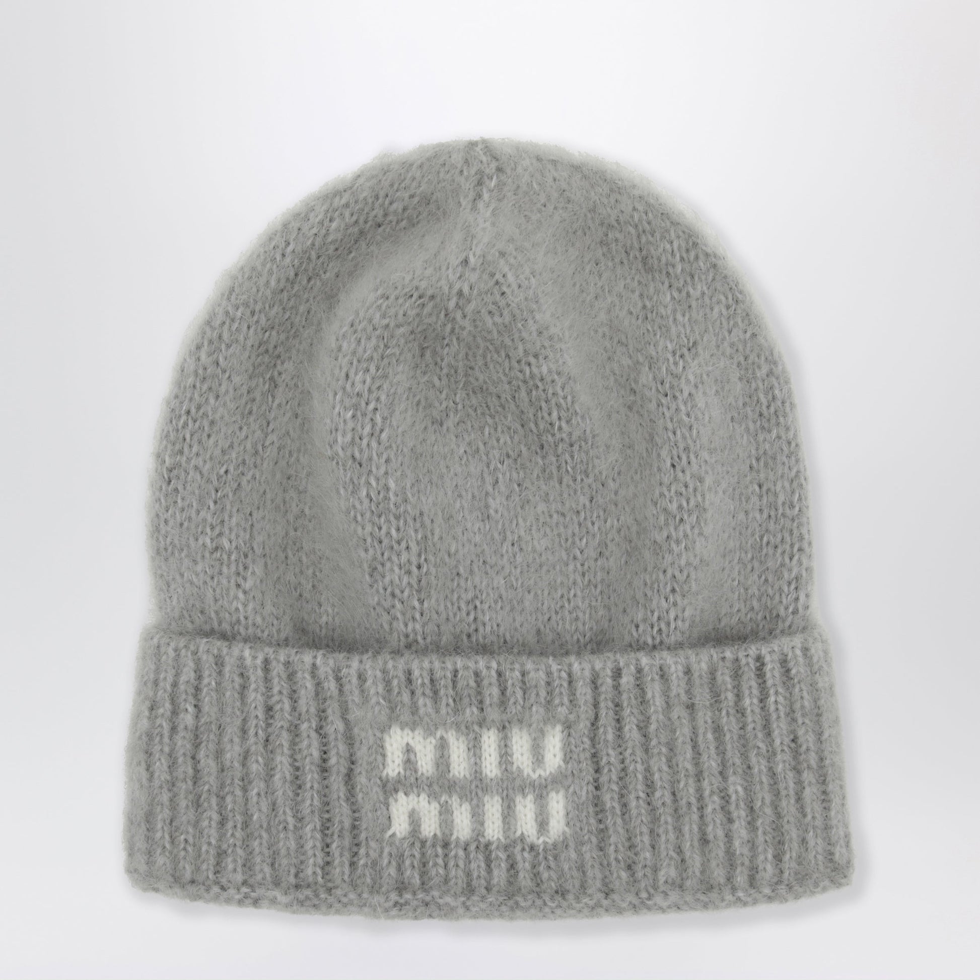 Miu Miu Beanie In Mohair Blend, Grey Women MIU MIU