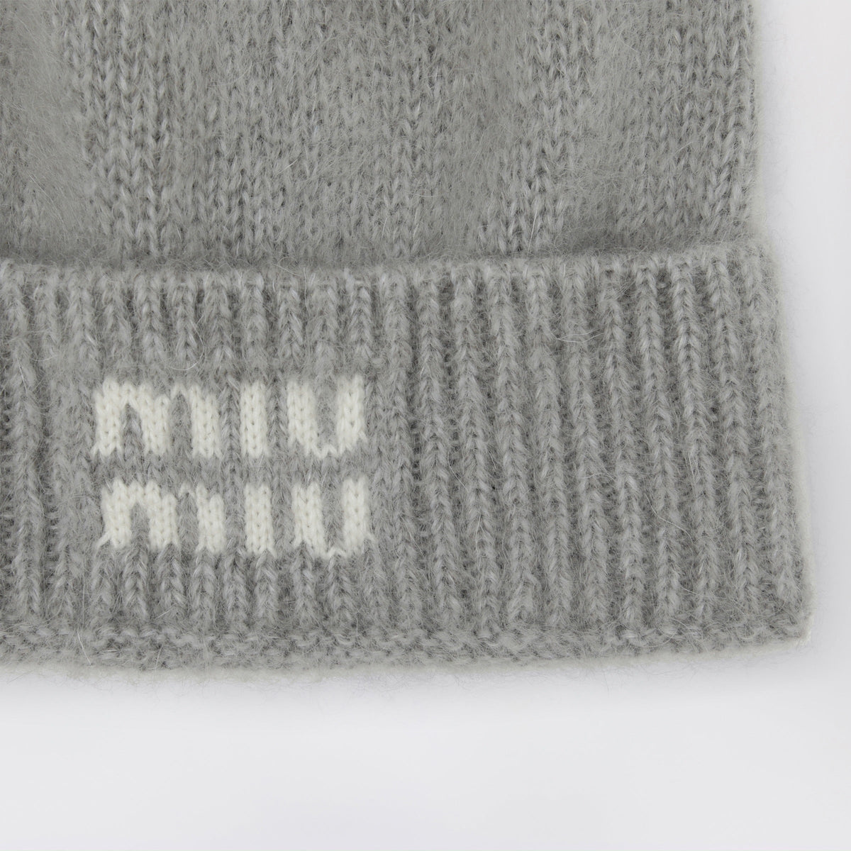 Miu Miu Beanie In Mohair Blend, Grey Women MIU MIU
