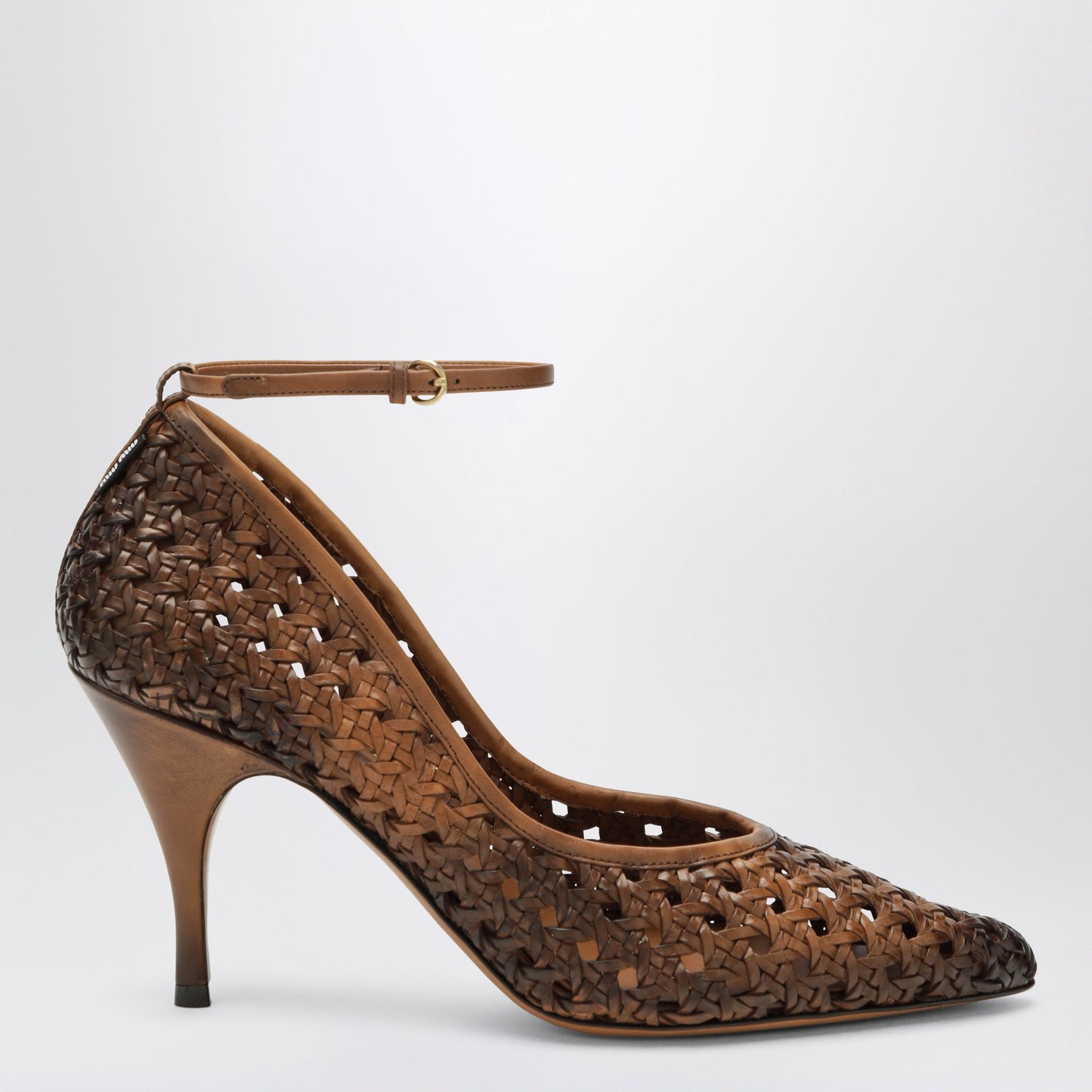 Miu Miu Cognac-Colored Woven Leather Pumps Women MIU MIU
