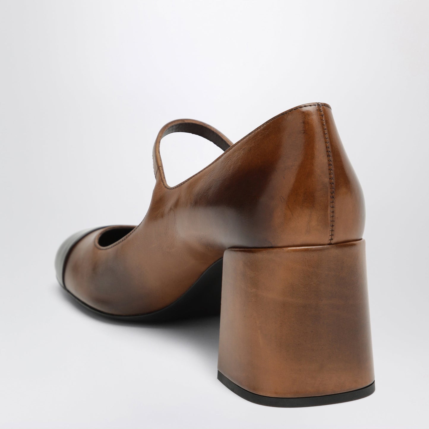 Miu Miu Cognac/Dark Brown Leather Mary Jane Pumps Women MIU MIU