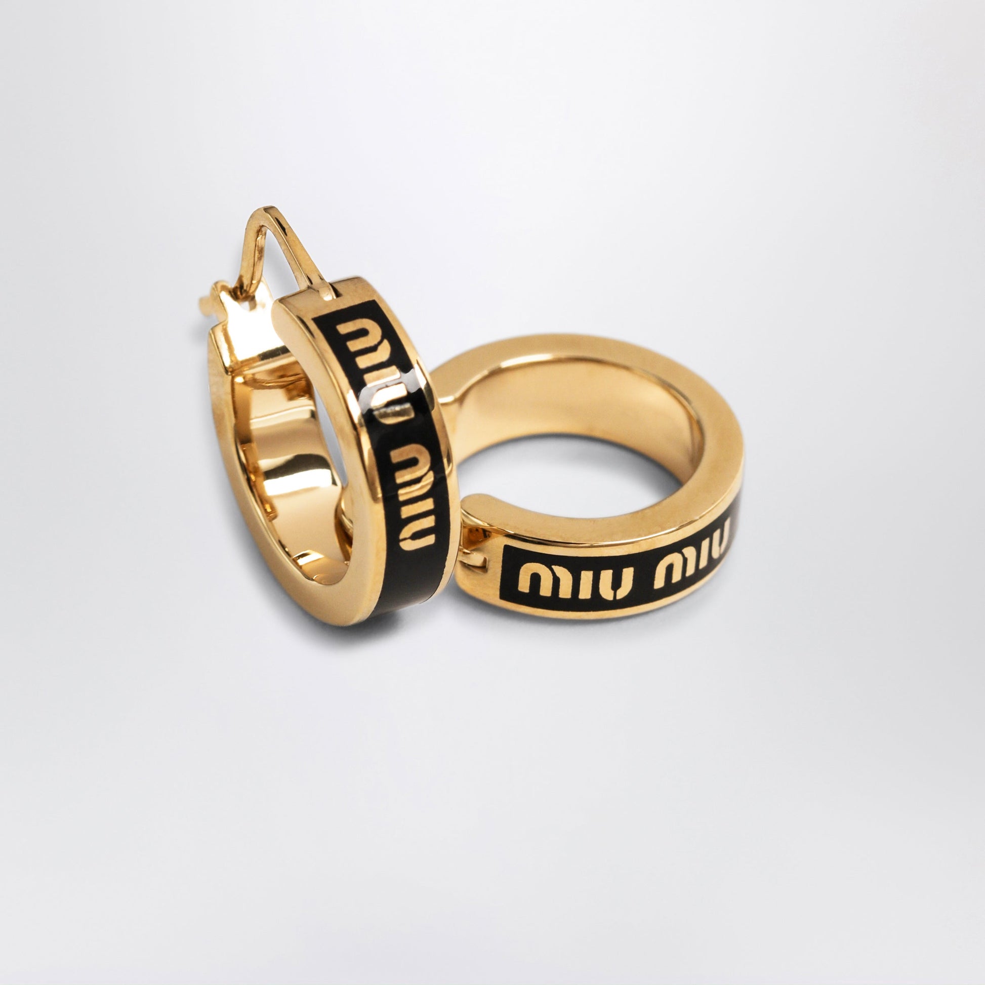 Miu Miu Black Enameled Metal Earrings Women MIU MIU