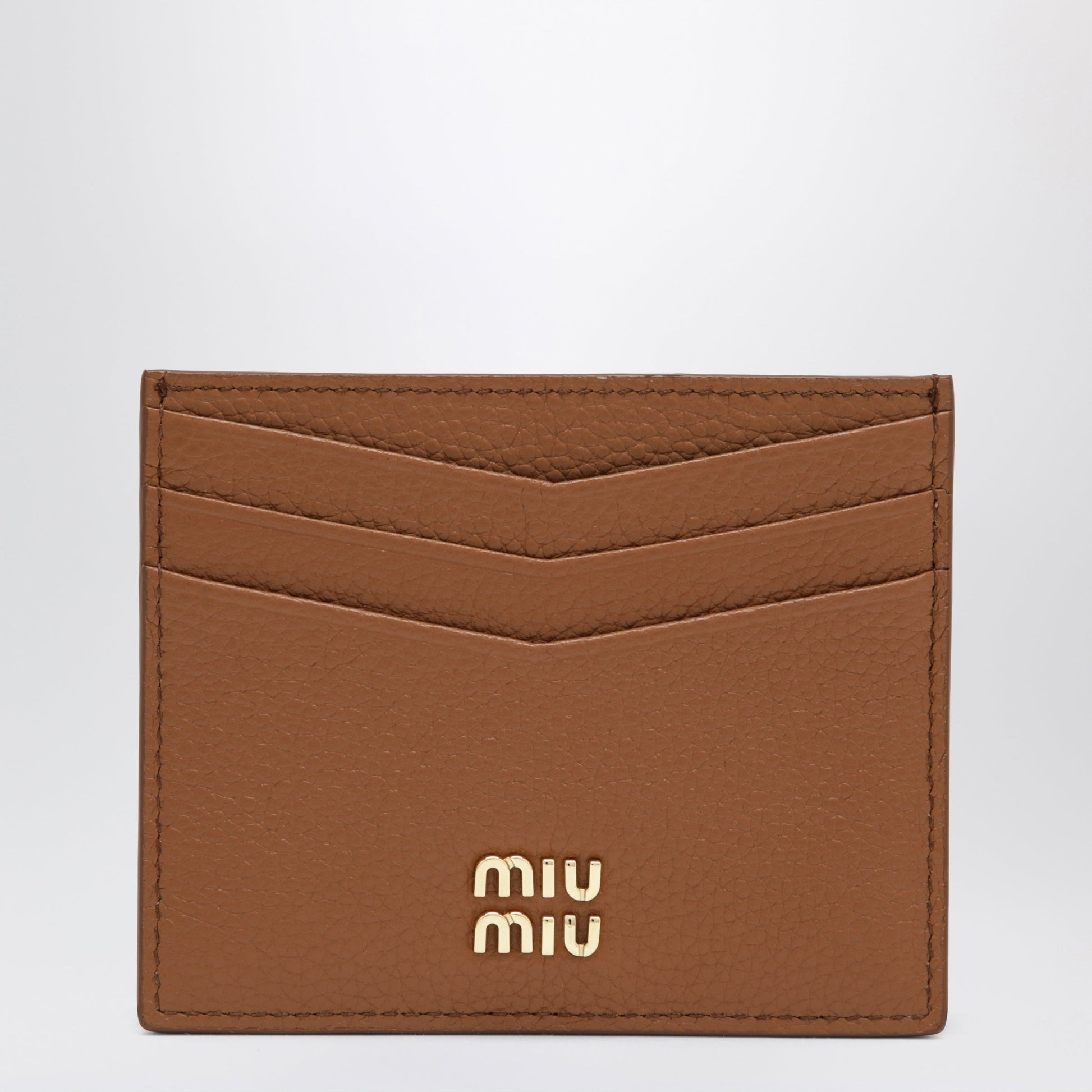 Miu Miu Card Holder In Leather, Cognac Women MIU MIU