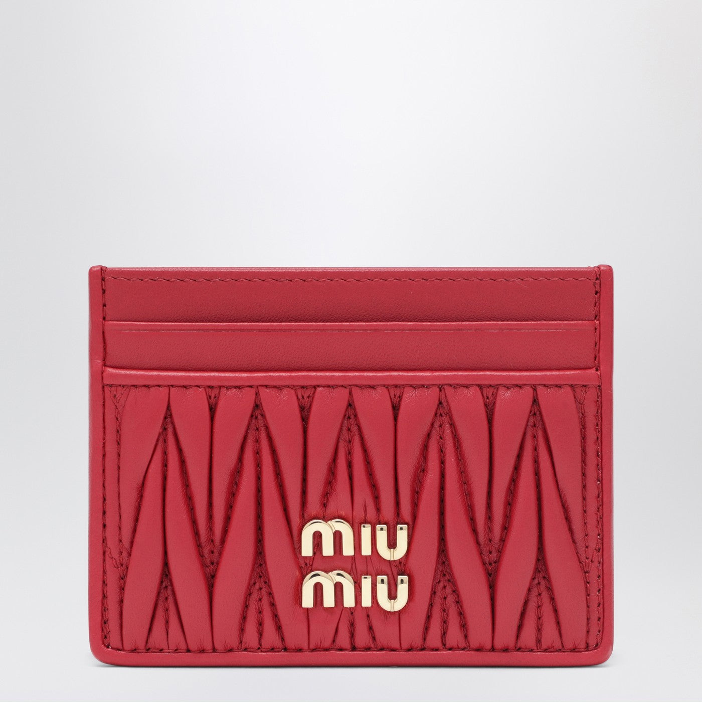 Miu Miu Red Matelasse Nappa Card Holder Women MIU MIU