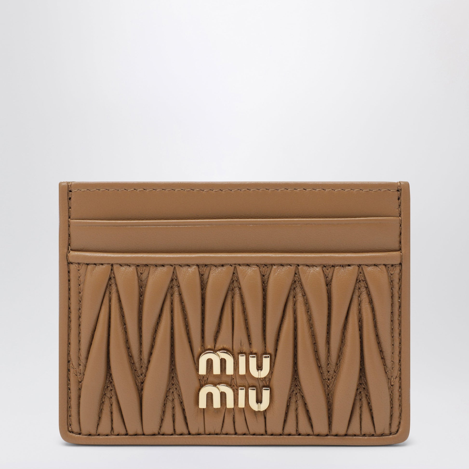 Miu Miu Caramel Card Holder In Matelasse Nappa Leather Women MIU MIU