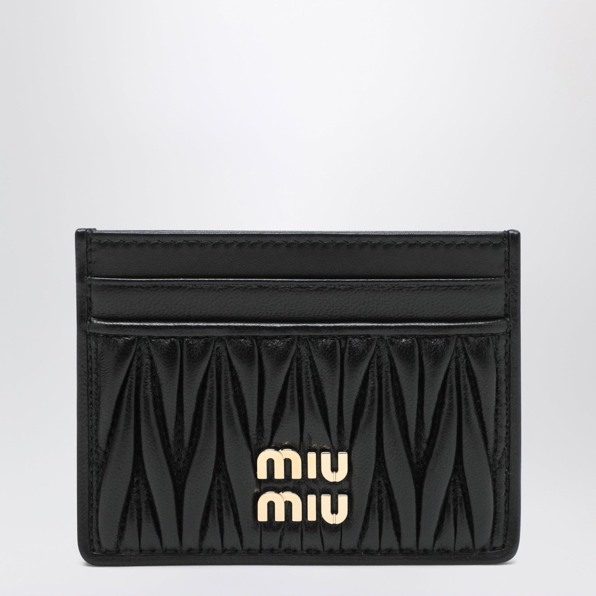 Miu Miu Black Matelasse Leather Cardholder Women MIU MIU