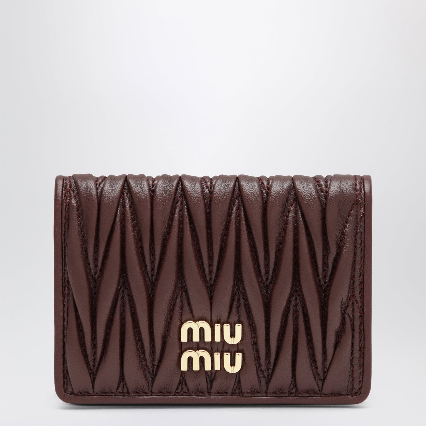 Miu Miu Card Holder In Matelasse Nappa Leather, Burgundy Women MIU MIU