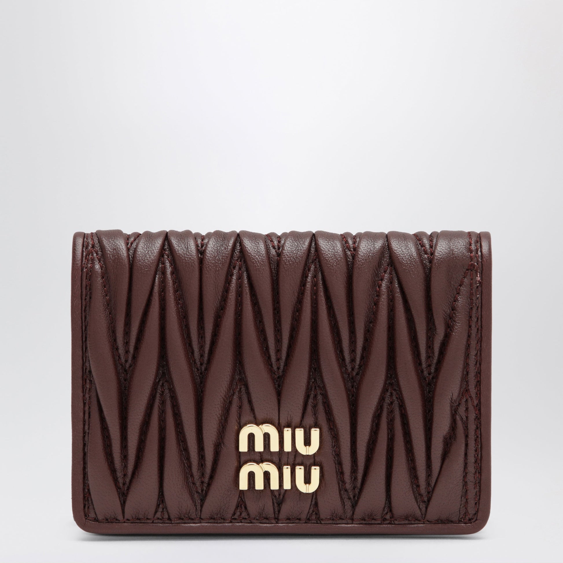 Miu Miu Card Holder In Matelasse Nappa Leather, Burgundy Women MIU MIU