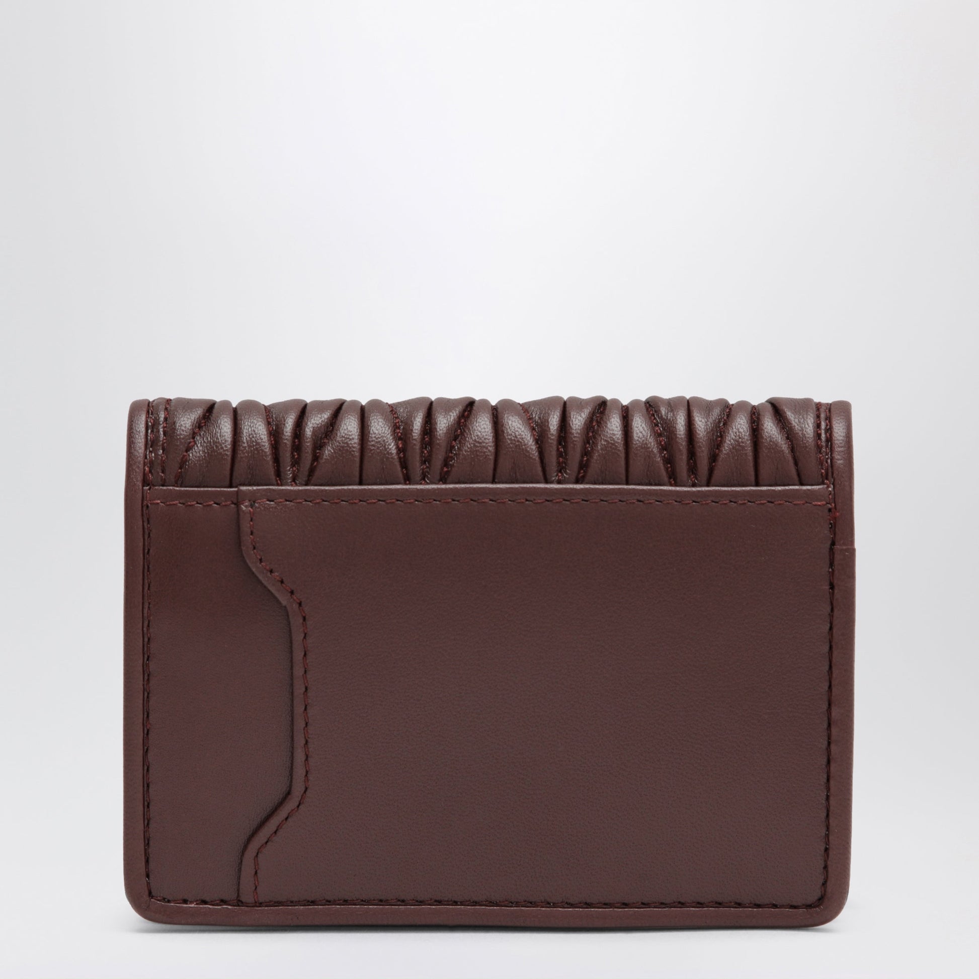 Miu Miu Card Holder In Matelasse Nappa Leather, Burgundy Women MIU MIU