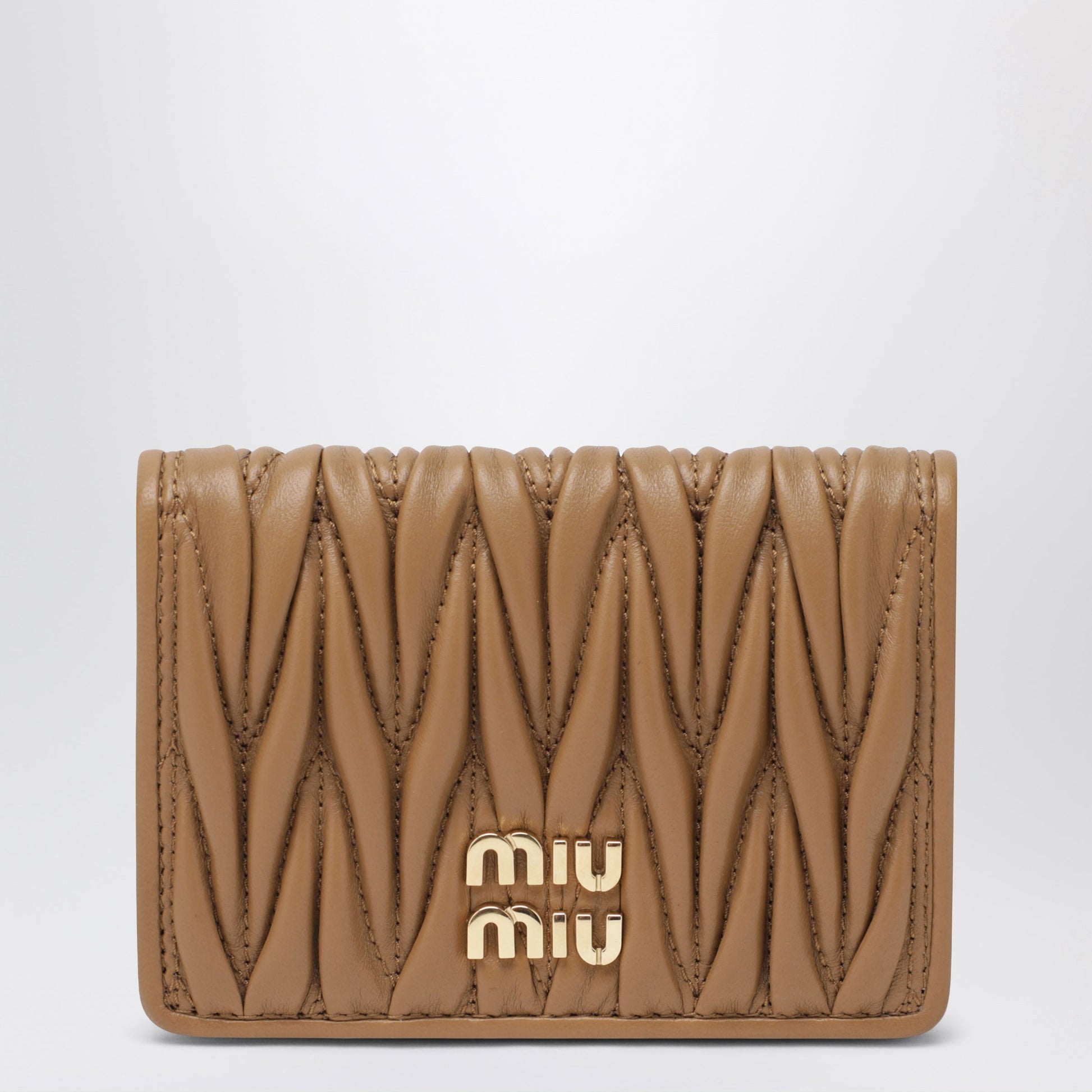 Miu Miu Caramel Card Holder In Matelasse Nappa Leather Women MIU MIU