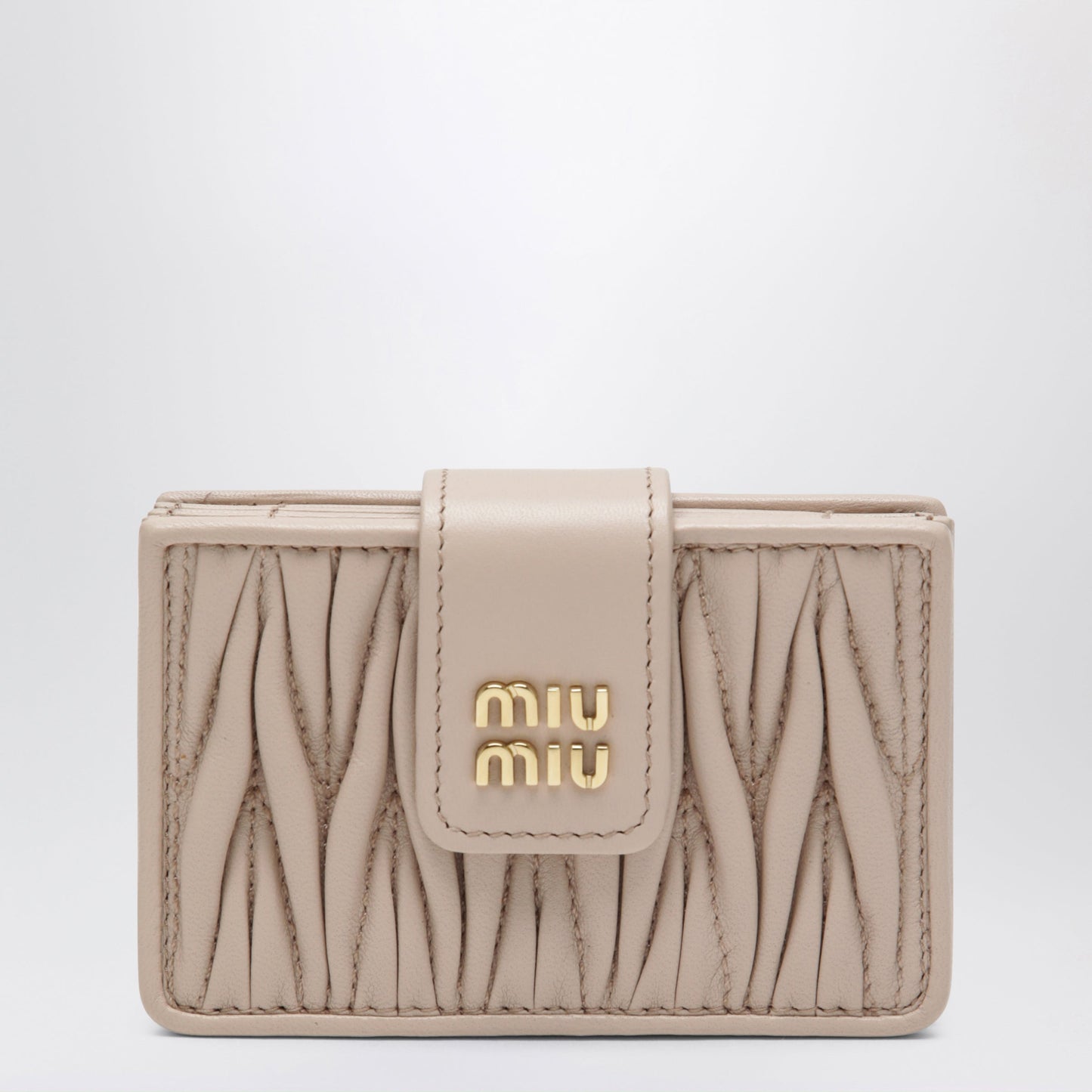 Miu Miu Matelasse Nappa Card Holder In Powder Pink Women MIU MIU