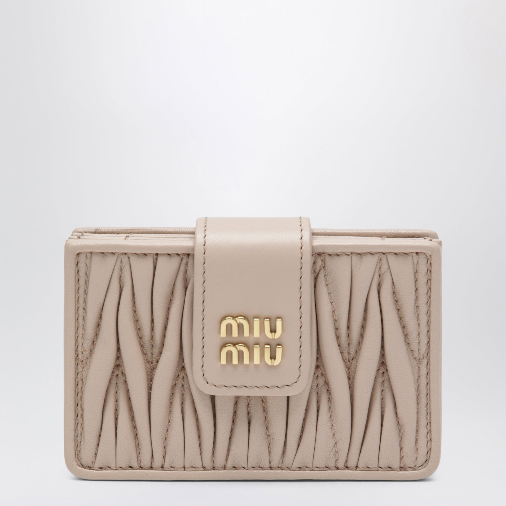 Miu Miu Matelasse Nappa Card Holder In Powder Pink Women MIU MIU