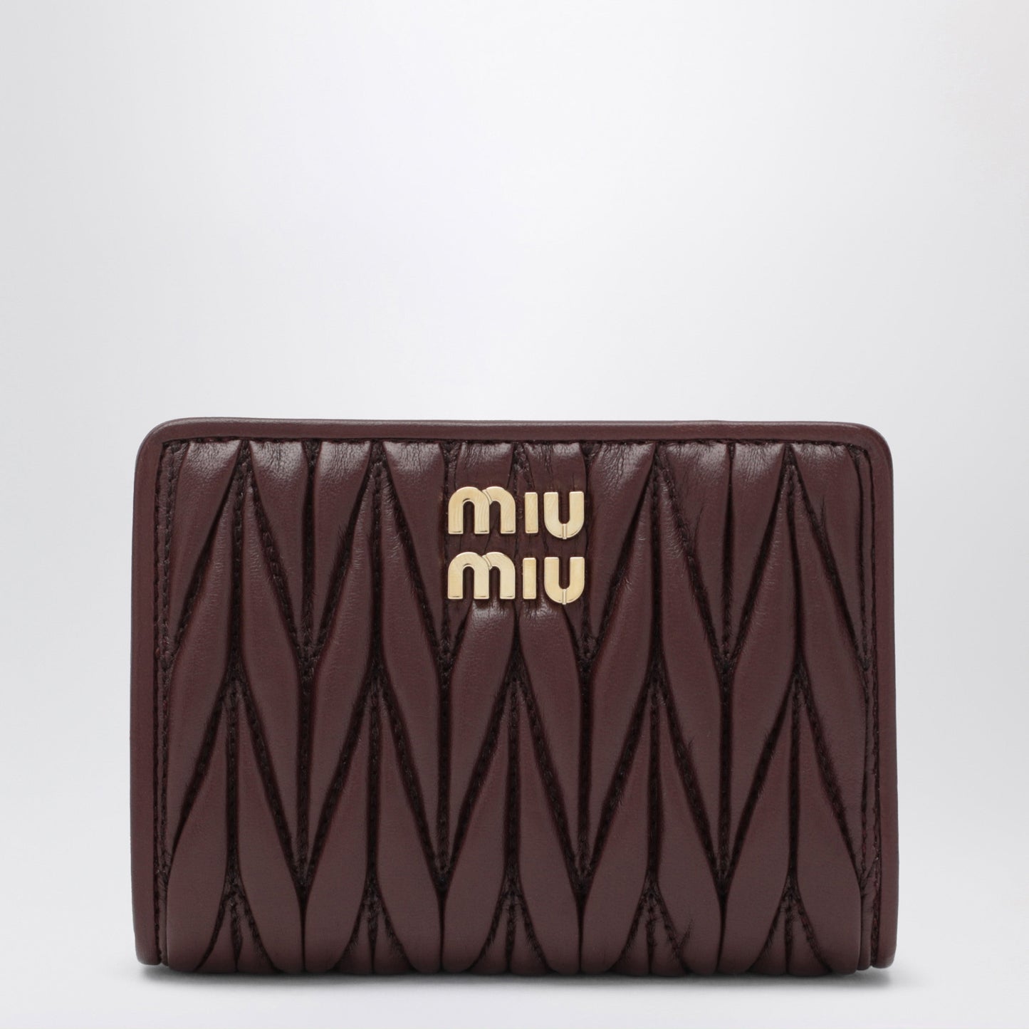 Miu Miu Bordeaux Matelasse Nappa Leather Small Wallet Women MIU MIU