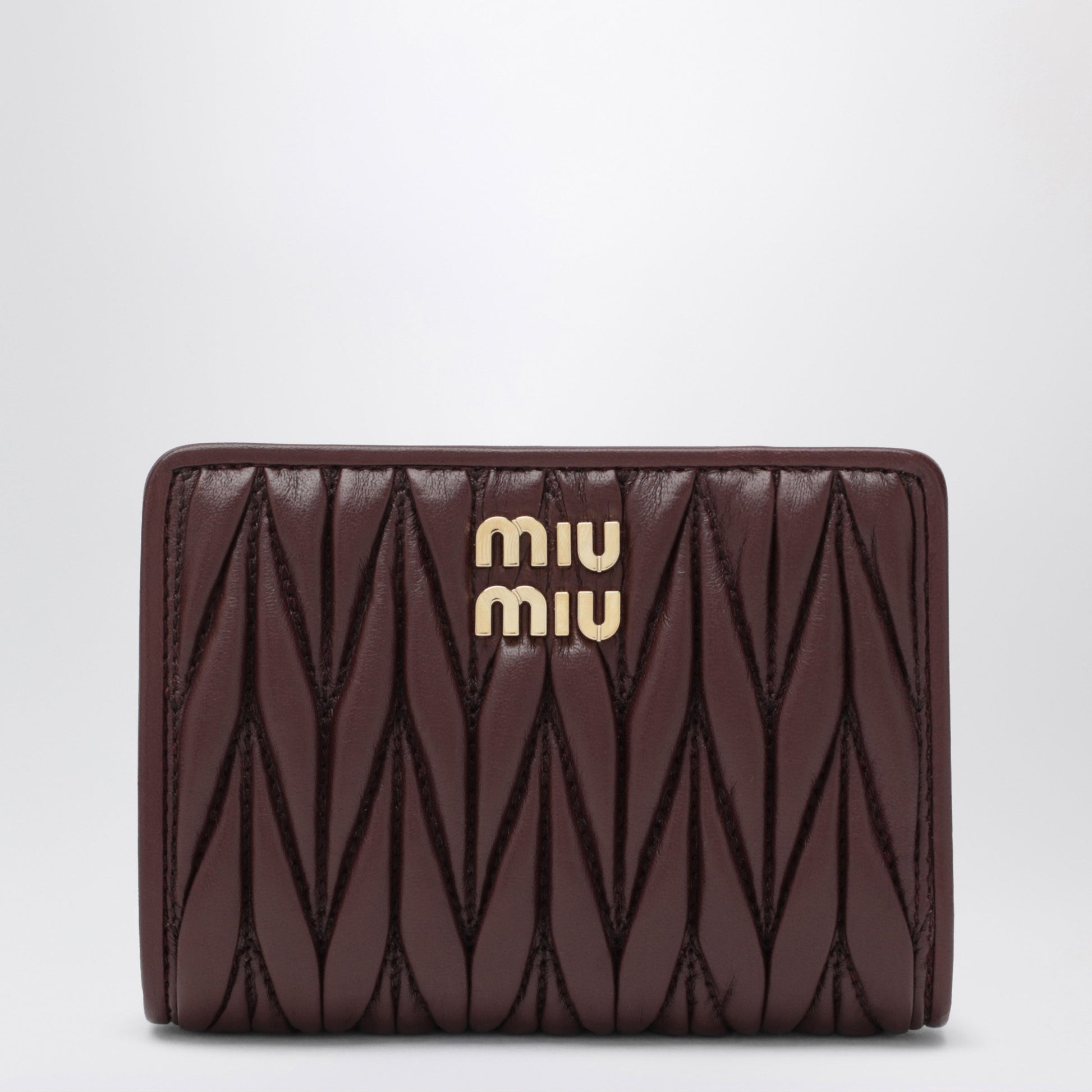 Miu Miu Bordeaux Matelasse Nappa Leather Small Wallet Women MIU MIU
