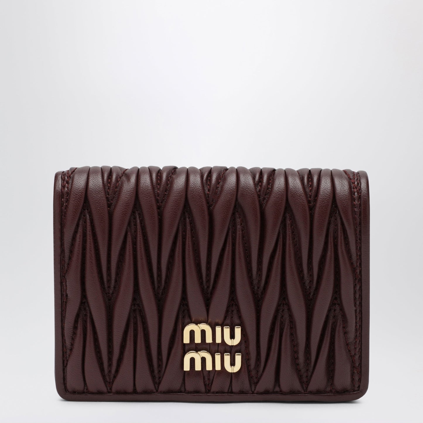 Miu Miu Compact Wallet In Matelasse Nappa Leather, Burgundy Women MIU MIU