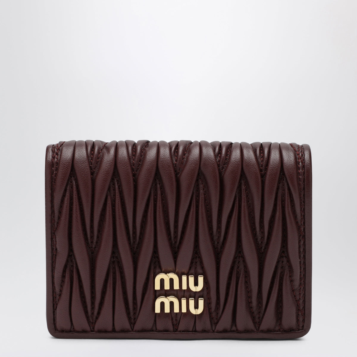 Miu Miu Compact Wallet In Matelasse Nappa Leather, Burgundy Women MIU MIU