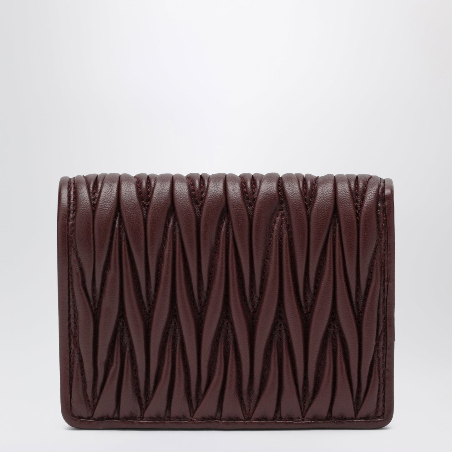 Miu Miu Compact Wallet In Matelasse Nappa Leather, Burgundy Women MIU MIU