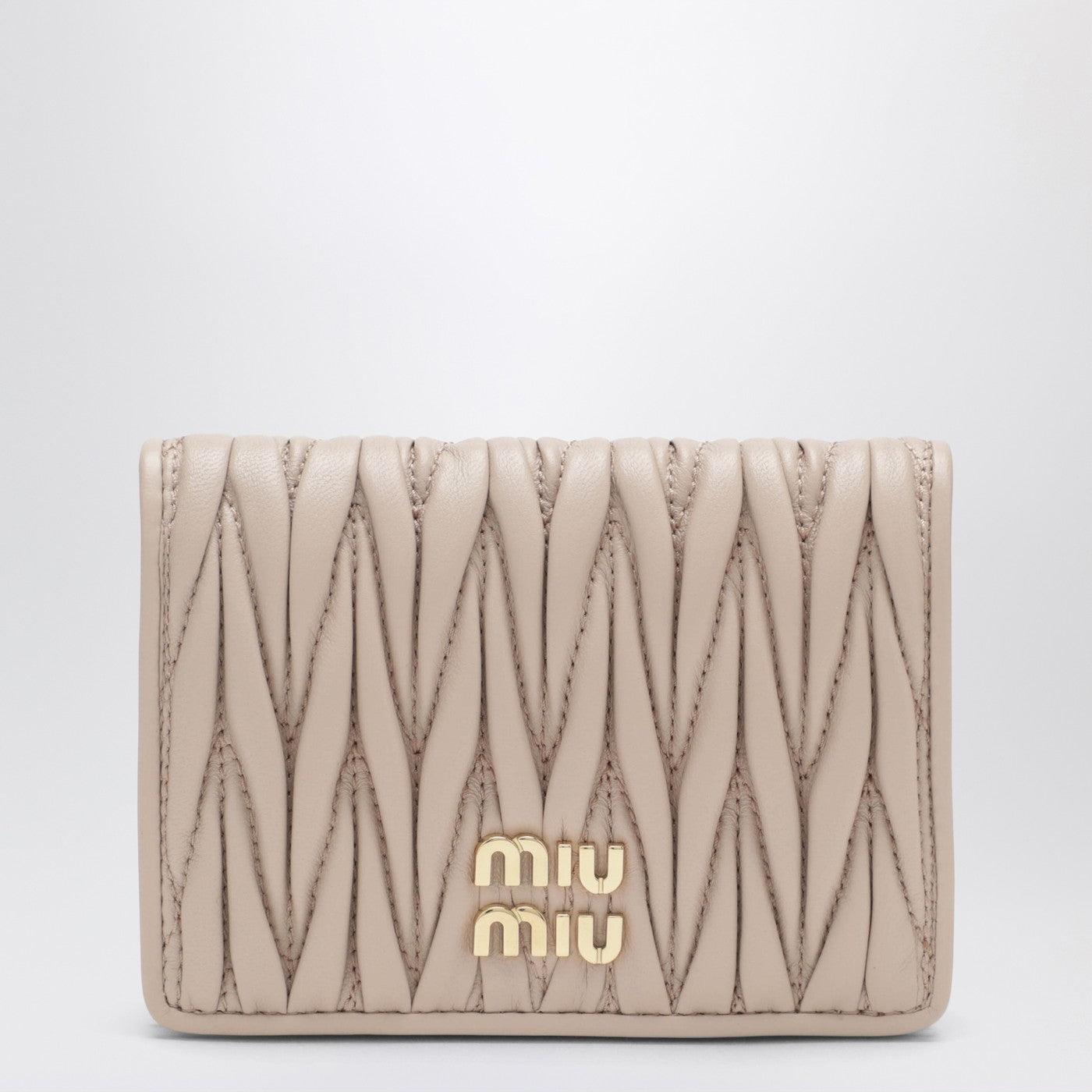 Miu Miu Compact Wallet In Powder-Pink Quilted Nappa Women MIU MIU