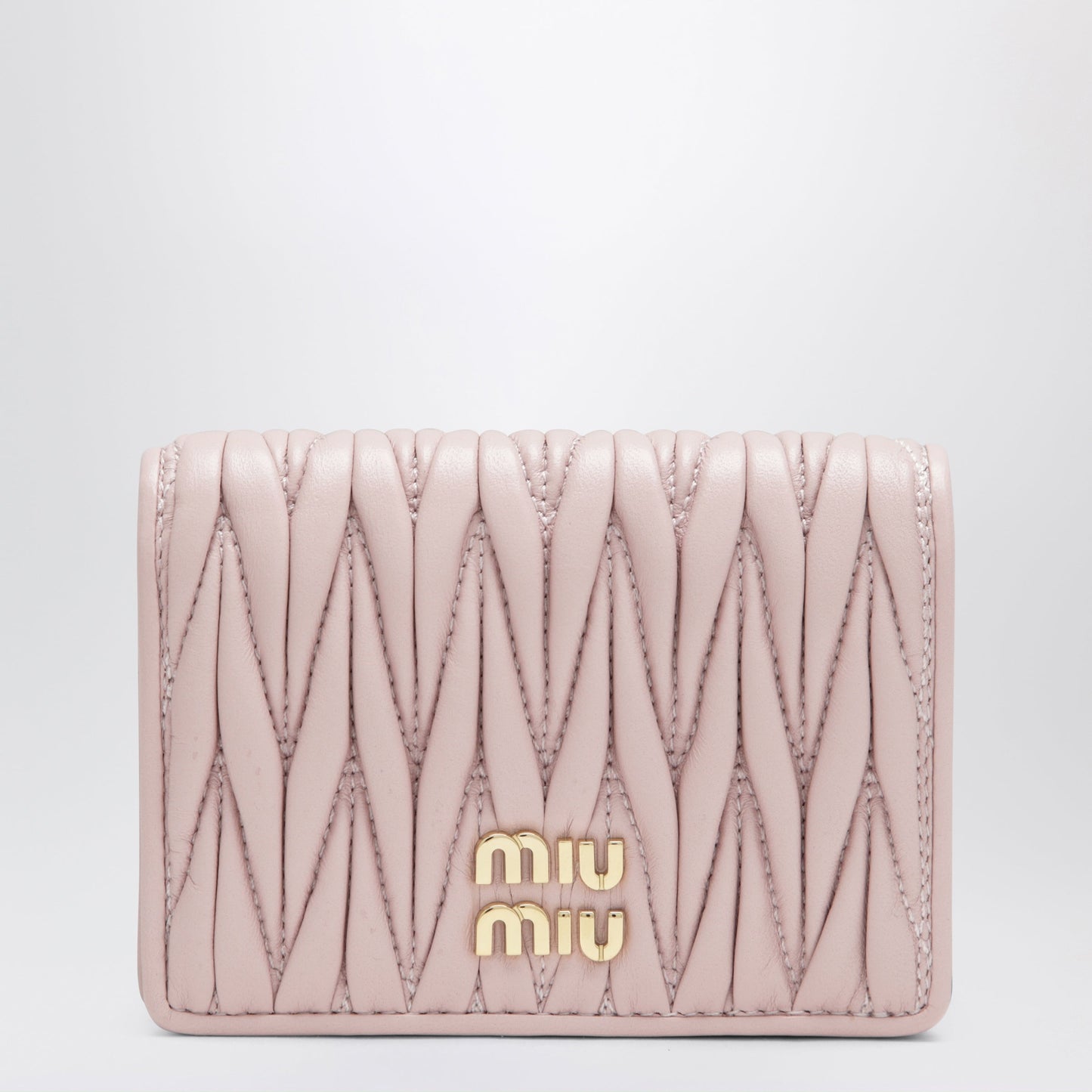 Miu Miu Compact Wallet In Matelasse Nappa Leather, Alabaster Women MIU MIU