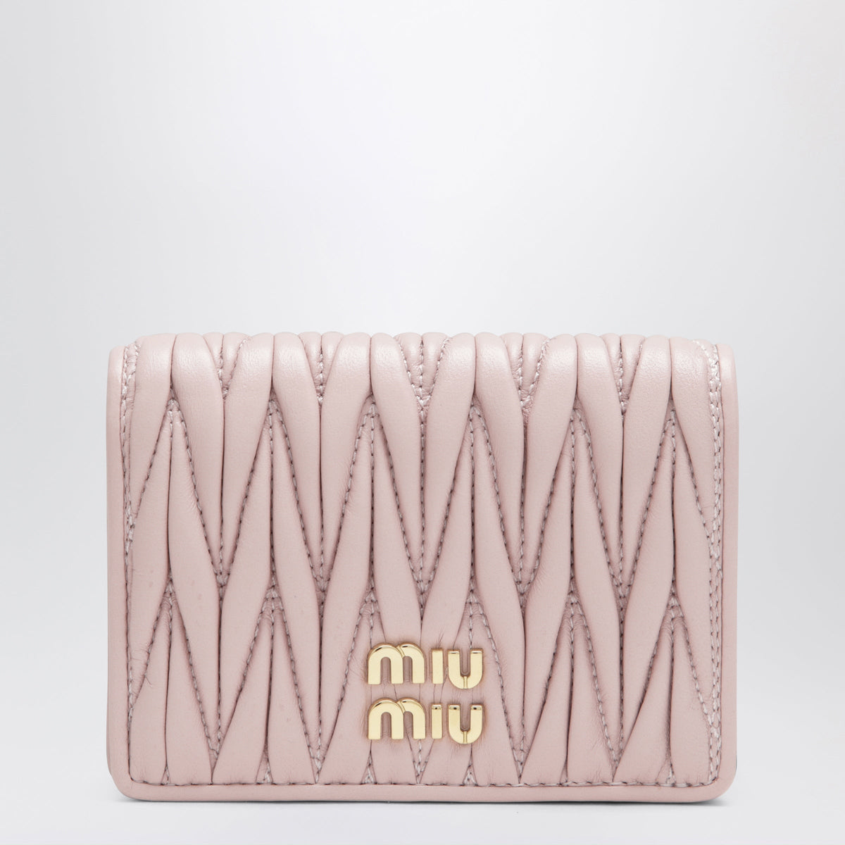 Miu Miu Compact Wallet In Matelasse Nappa Leather, Alabaster Women MIU MIU