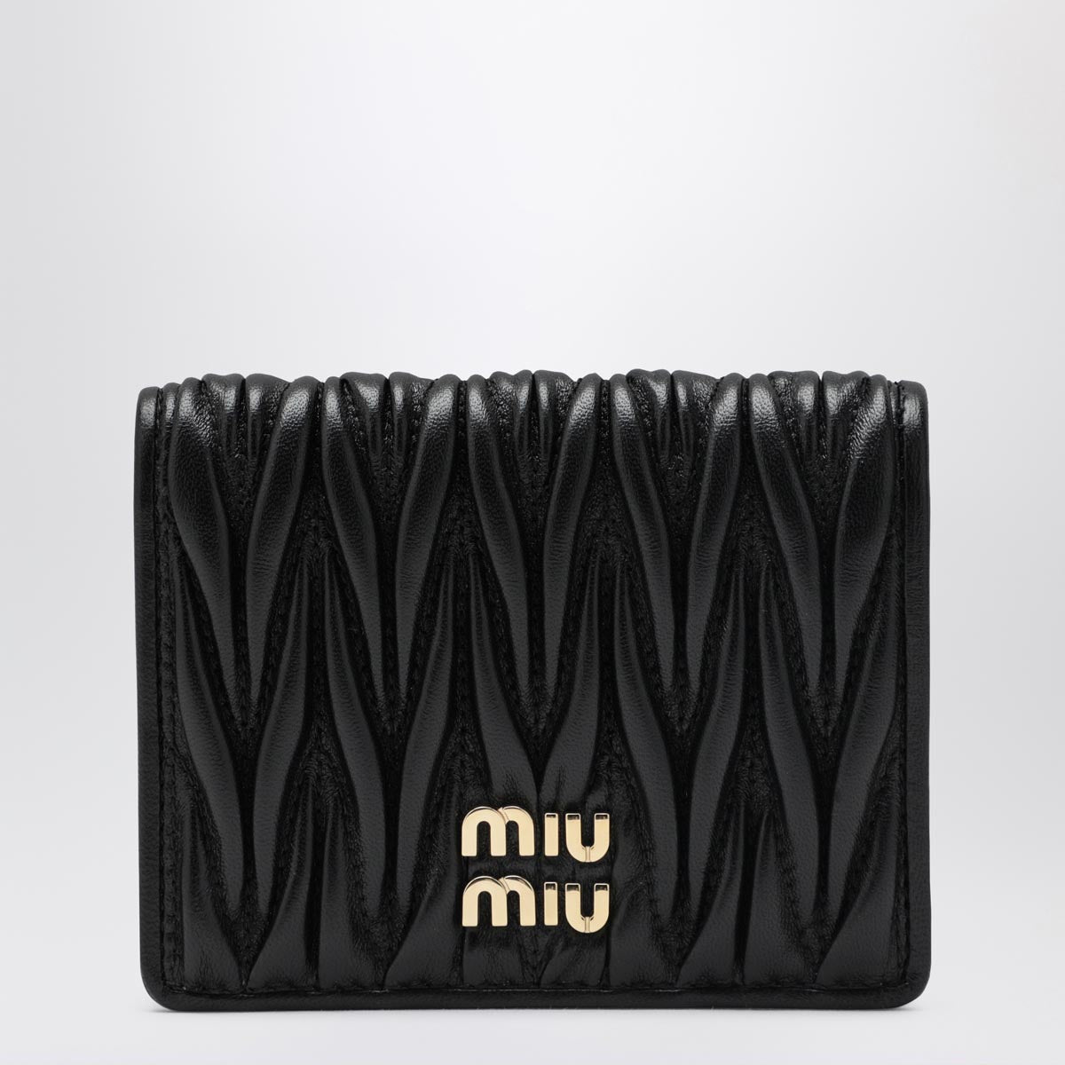 Miu Miu Black Quilted Nappa Leather Wallet Women MIU MIU