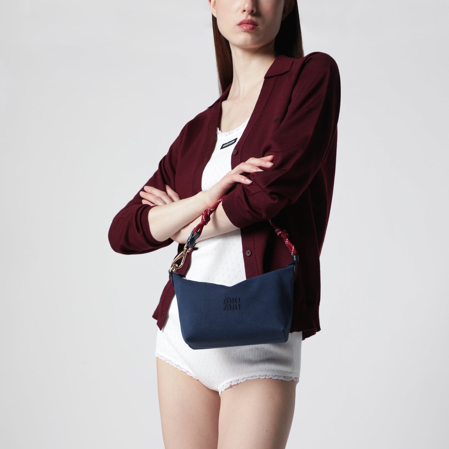 Miu Miu Pouch Indigo/Amaranth In Gabardine Women MIU MIU