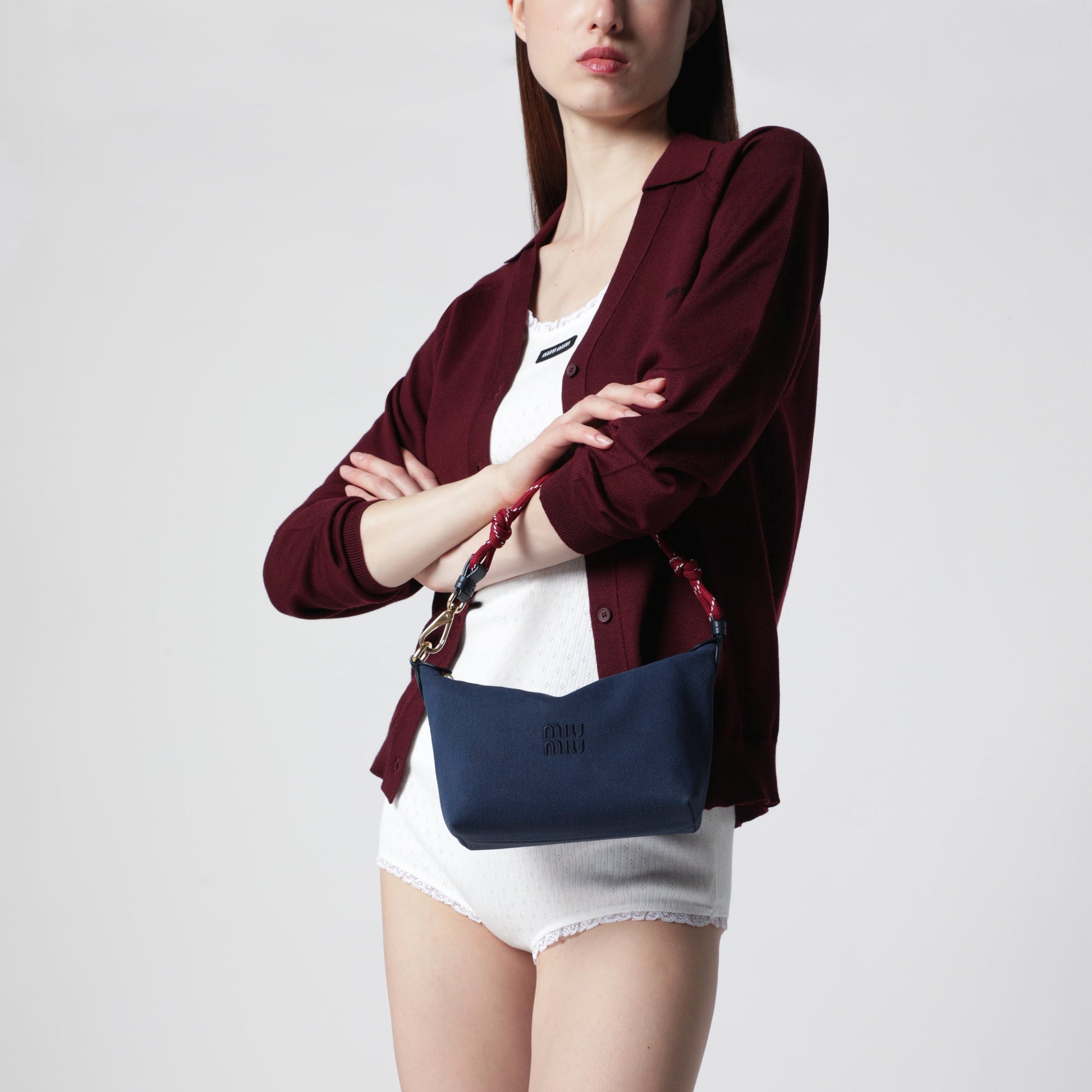 Miu Miu Pouch Indigo/Amaranth In Gabardine Women MIU MIU