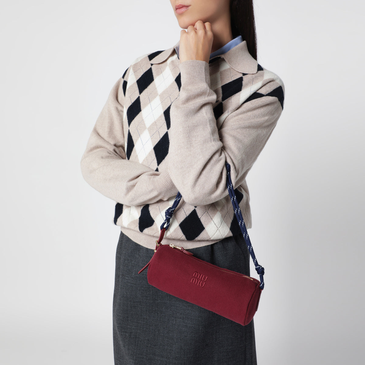 Miu Miu Cerise/Baltico Pouch In Cotton Gabardine Women MIU MIU