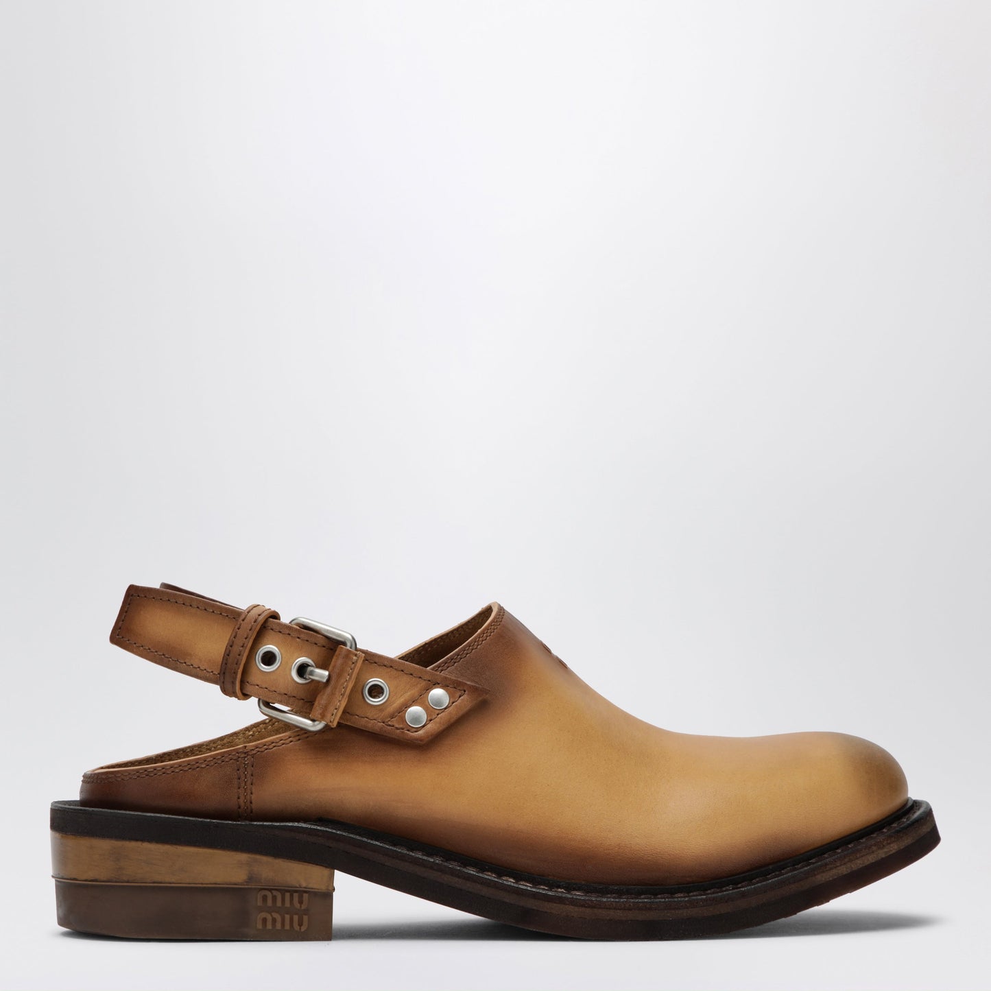 Miu Miu Foule Sabot In Leather, Tan Color Women