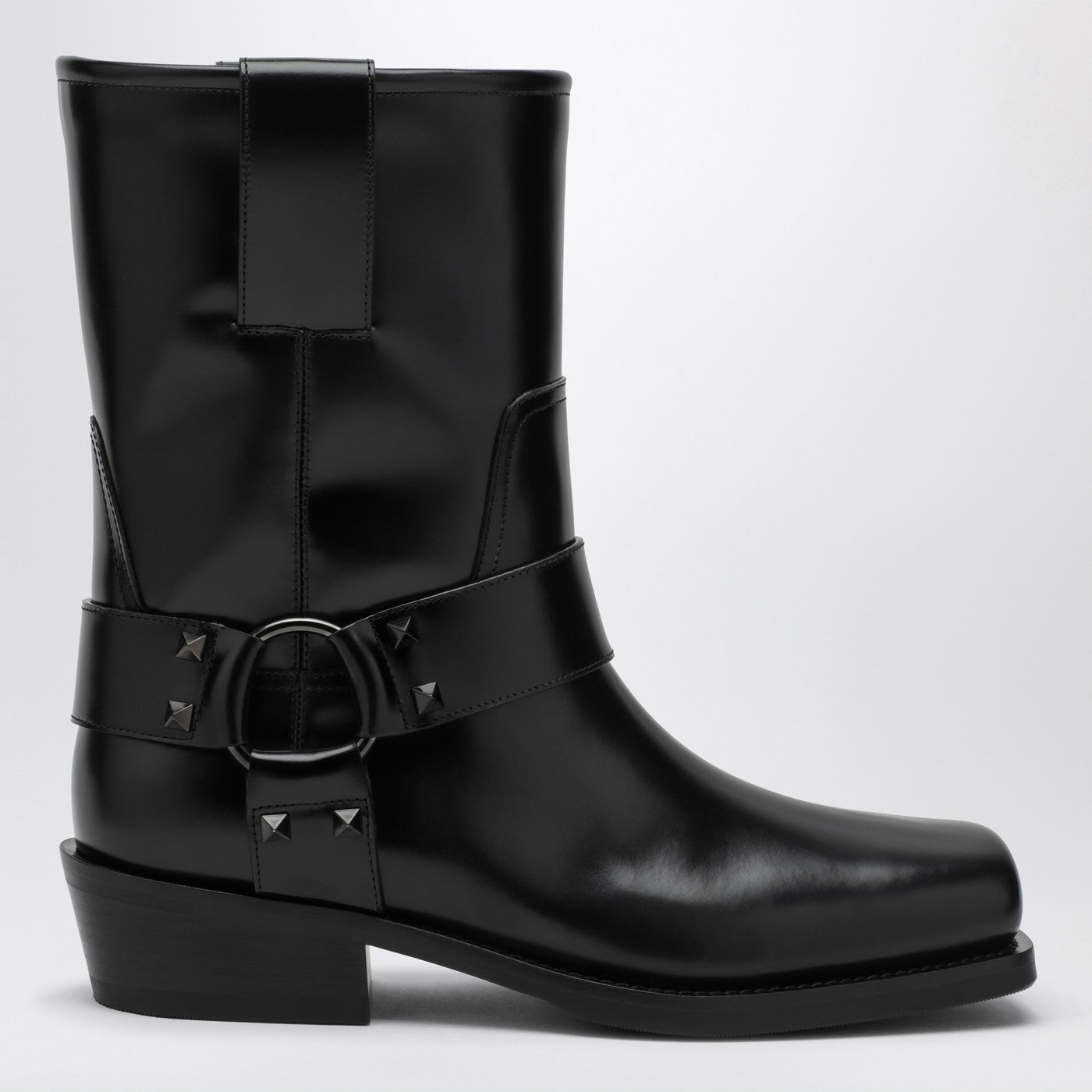 Valentino Garavani Black Leather Biker Rockstud Low Boot Women VALENTINO GARAVANI