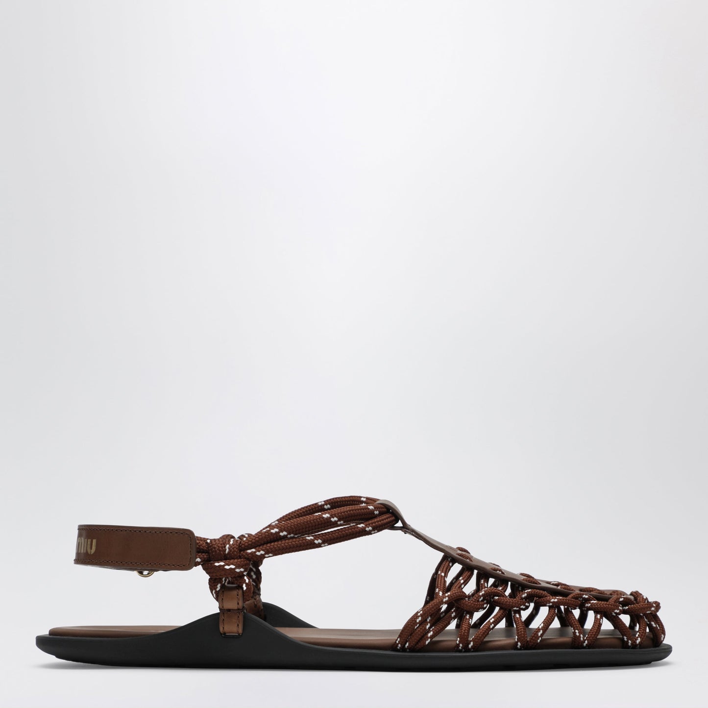 Miu Miu Hazelnut/Tobacco Leather And Ribbon Sandals Women MIU MIU