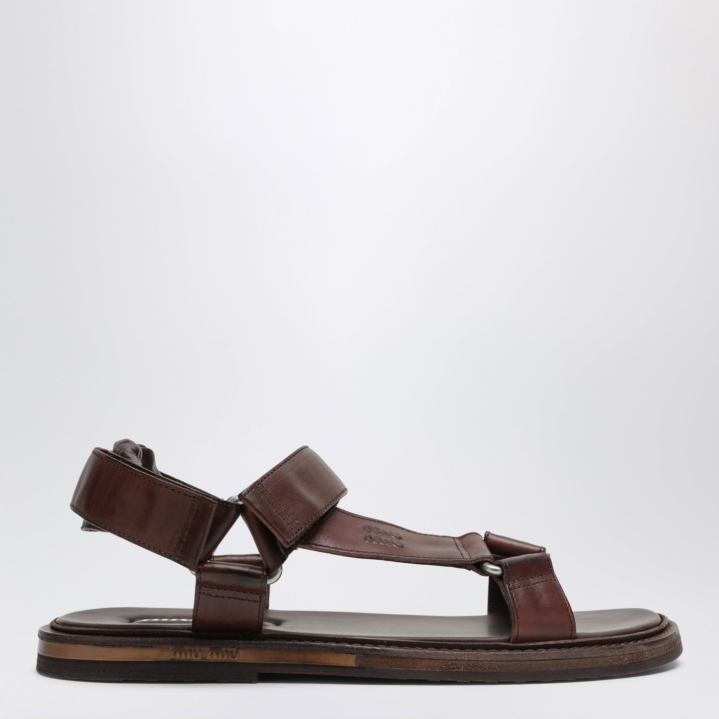 Miu Miu Coffee Brown Leather Sandals Women MIU MIU