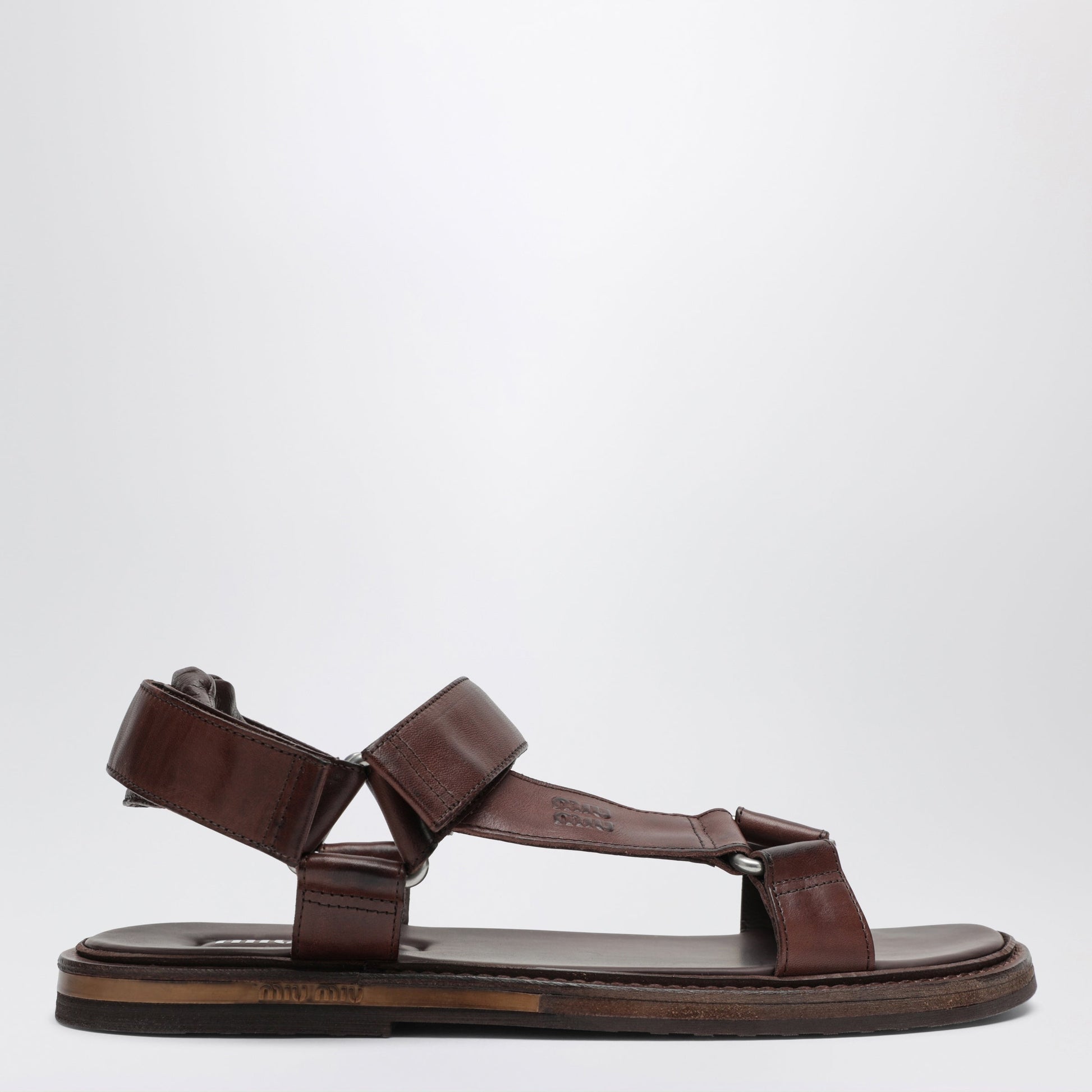 Miu Miu Coffee Brown Leather Sandals Women MIU MIU