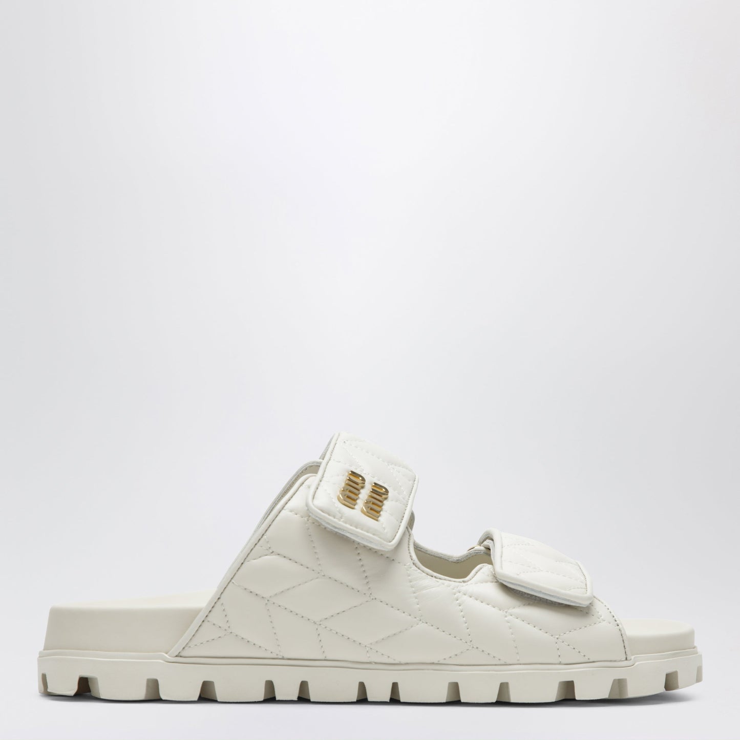 Miu Miu Matelasse Nappa Leather Sandals In White Women MIU MIU