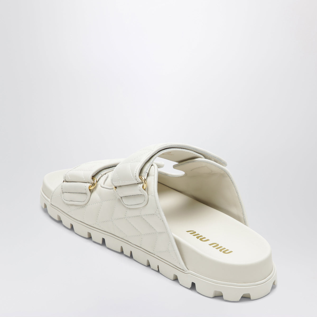 Miu Miu Matelasse Nappa Leather Sandals In White Women MIU MIU