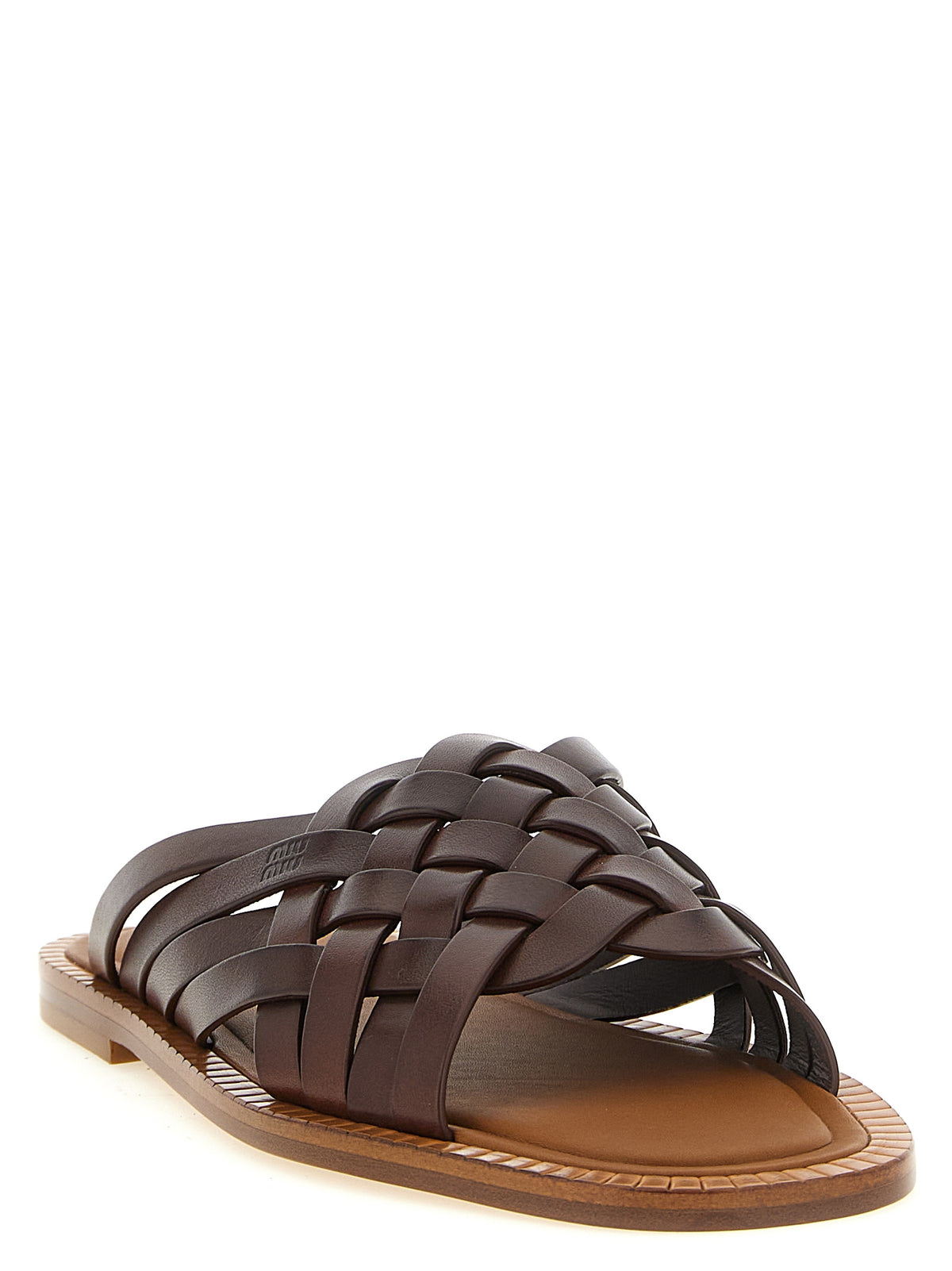 Miu Miu Women Waxed Leather Sandals MIU MIU