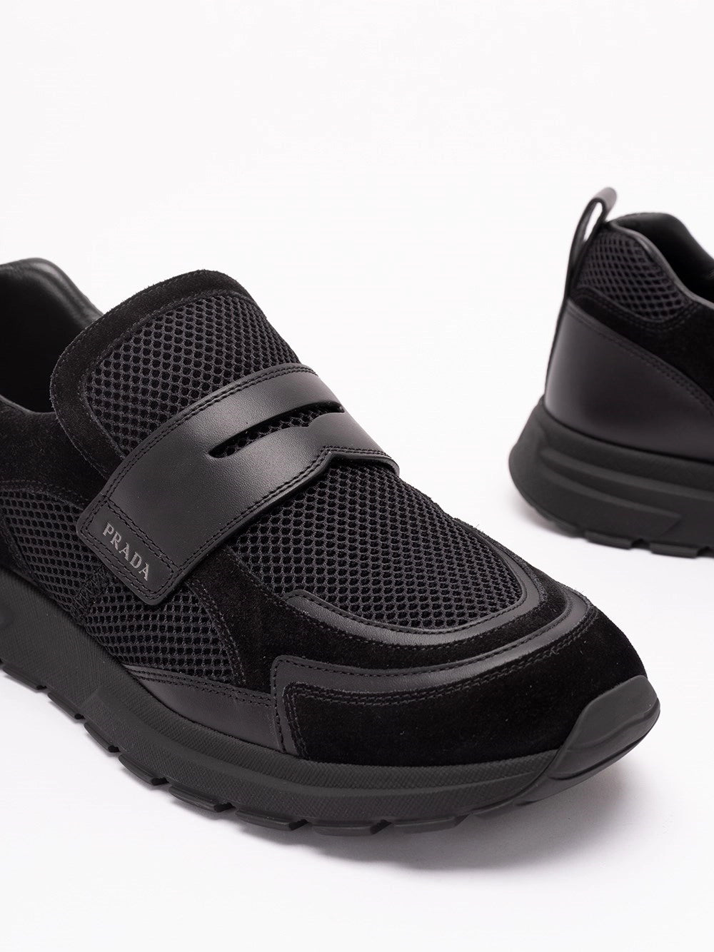 Prada Men Mesh And Leather Sneakers PRADA