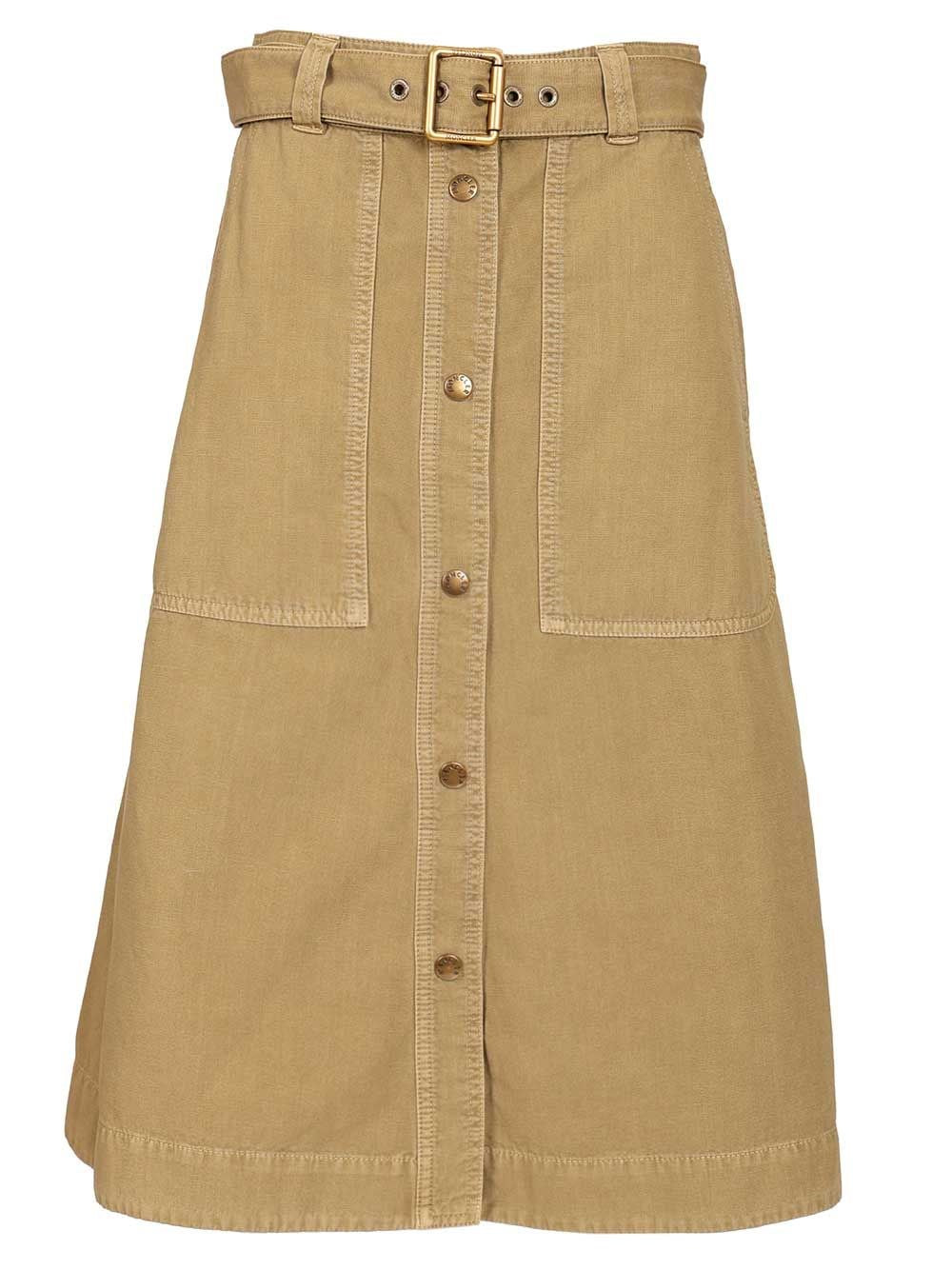 Moncler Women Cotton Midi Skirt With Belt MONCLER