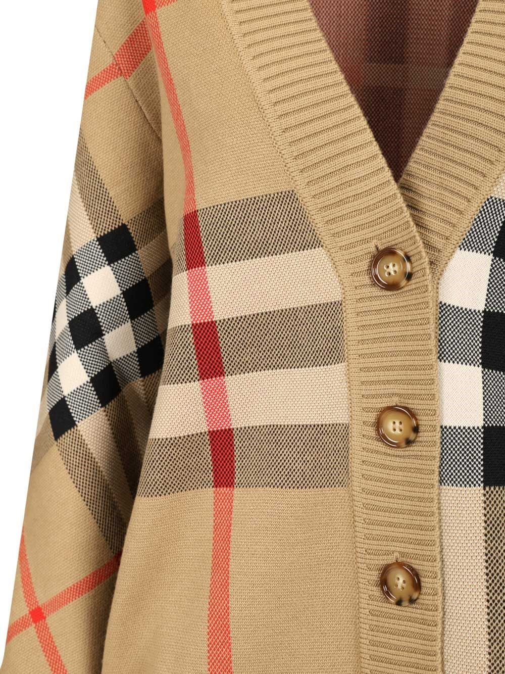 Burberry Women Check Wool Blend Cardigan BURBERRY