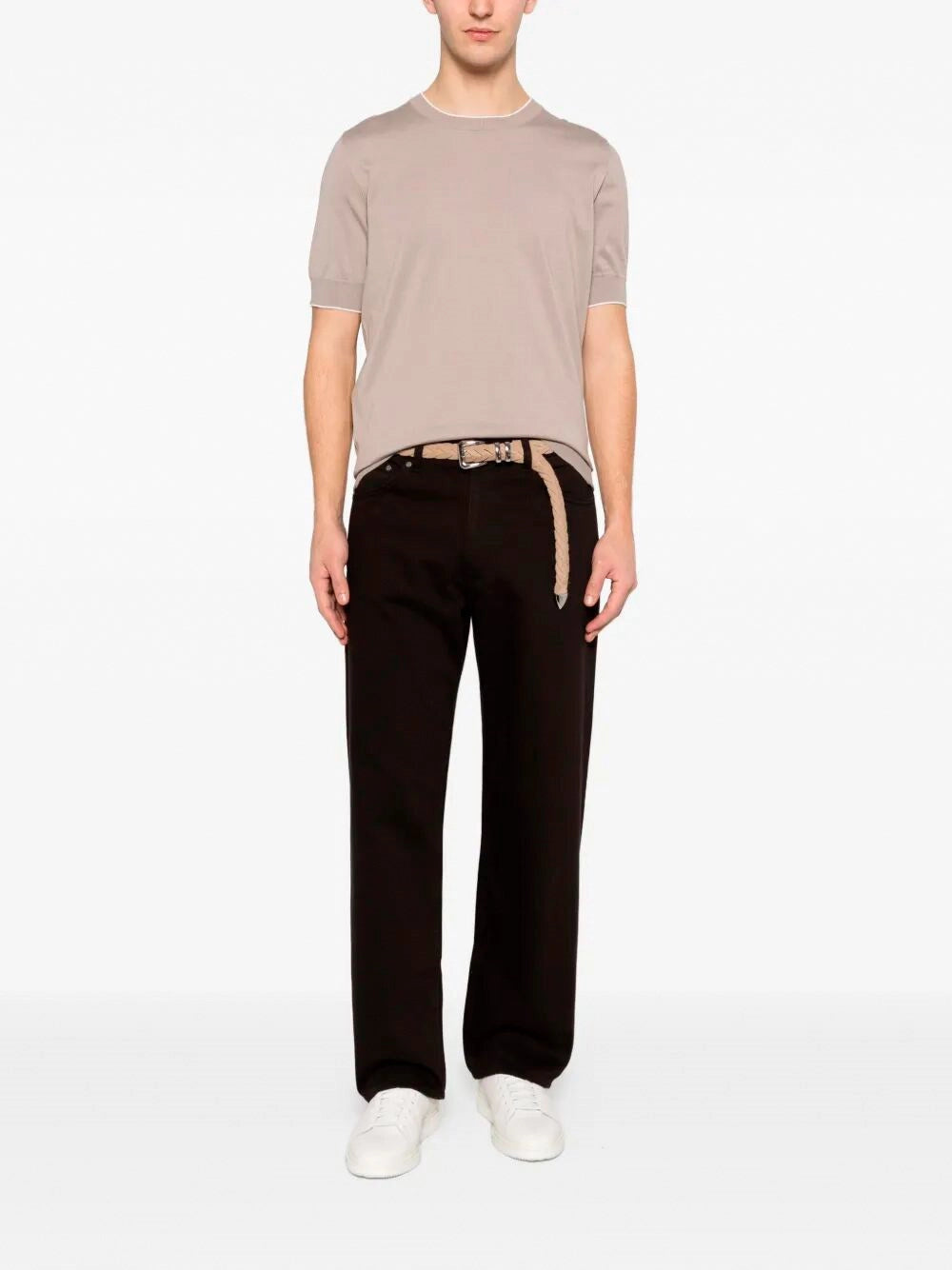Brunello Cucinelli Men Cotton Lightweight Knit T-Shirt With Contrast Details BRUNELLO CUCINELLI