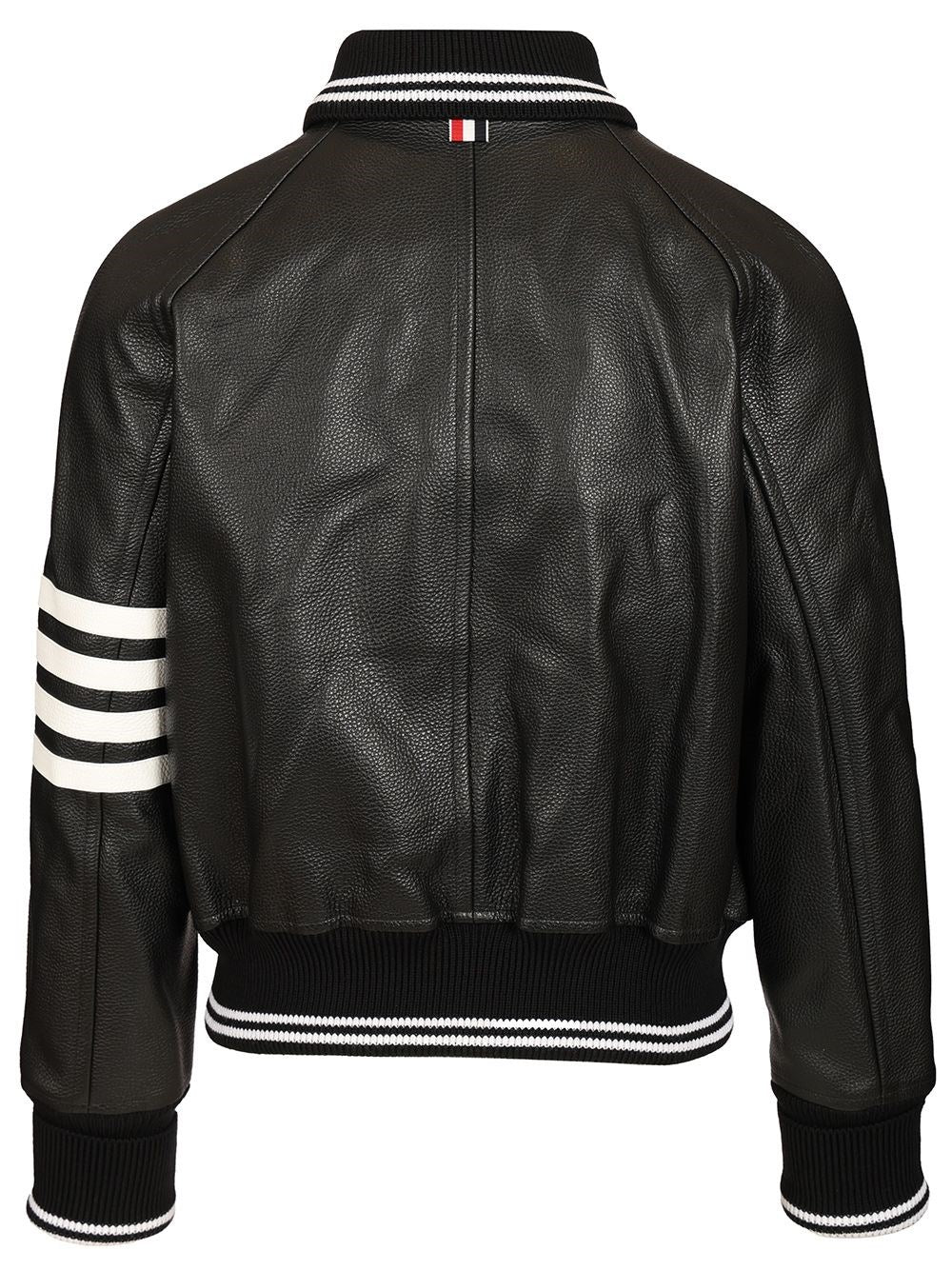 Thom Browne Men 4-Bar Leather Bomber Jacket