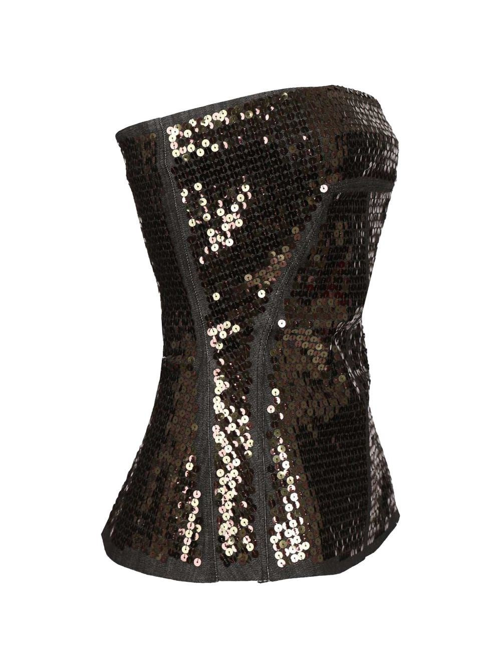 Rick Owens Women Denim Bustier Top With Sequins RICK OWENS