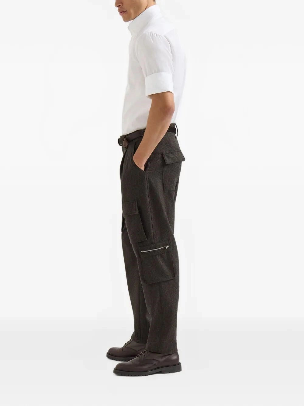 Brunello Cucinelli Men Virgin Wool Flannel Trousers With Cargo Pockets BRUNELLO CUCINELLI