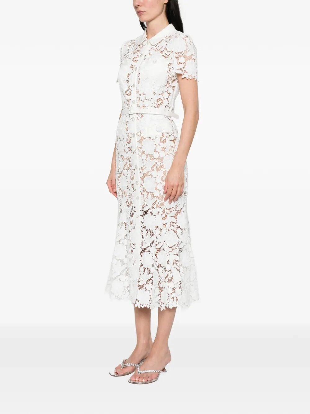 Self-Portrait Women Lace Collared Midi Dress SELF-PORTRAIT