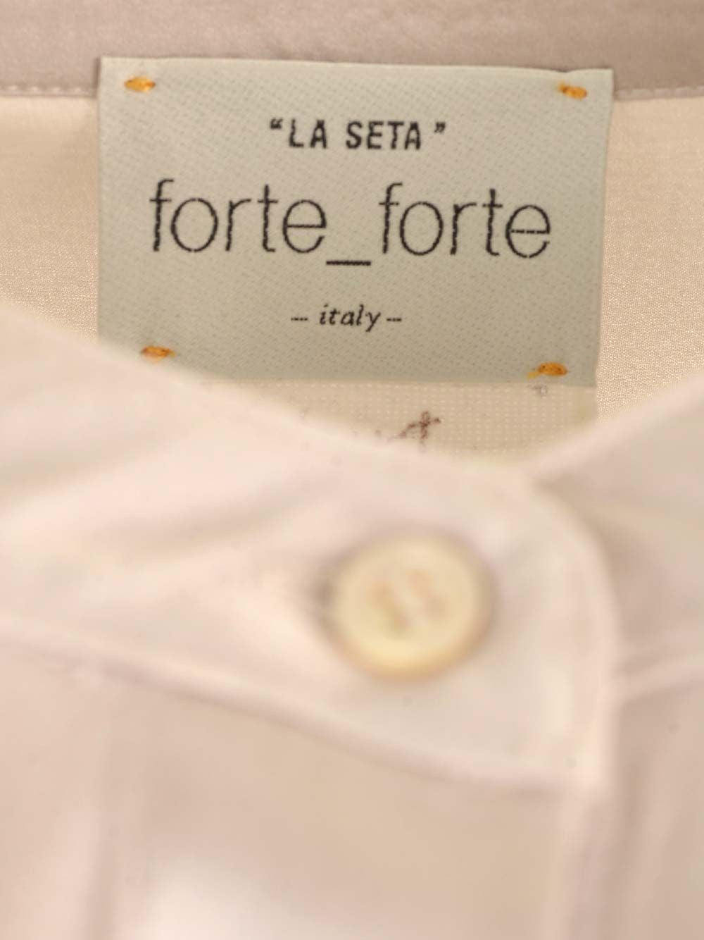 Forte_Forte Women Stretch Heavy Satin Silk Collar Shirt Perla FORTE FORTE