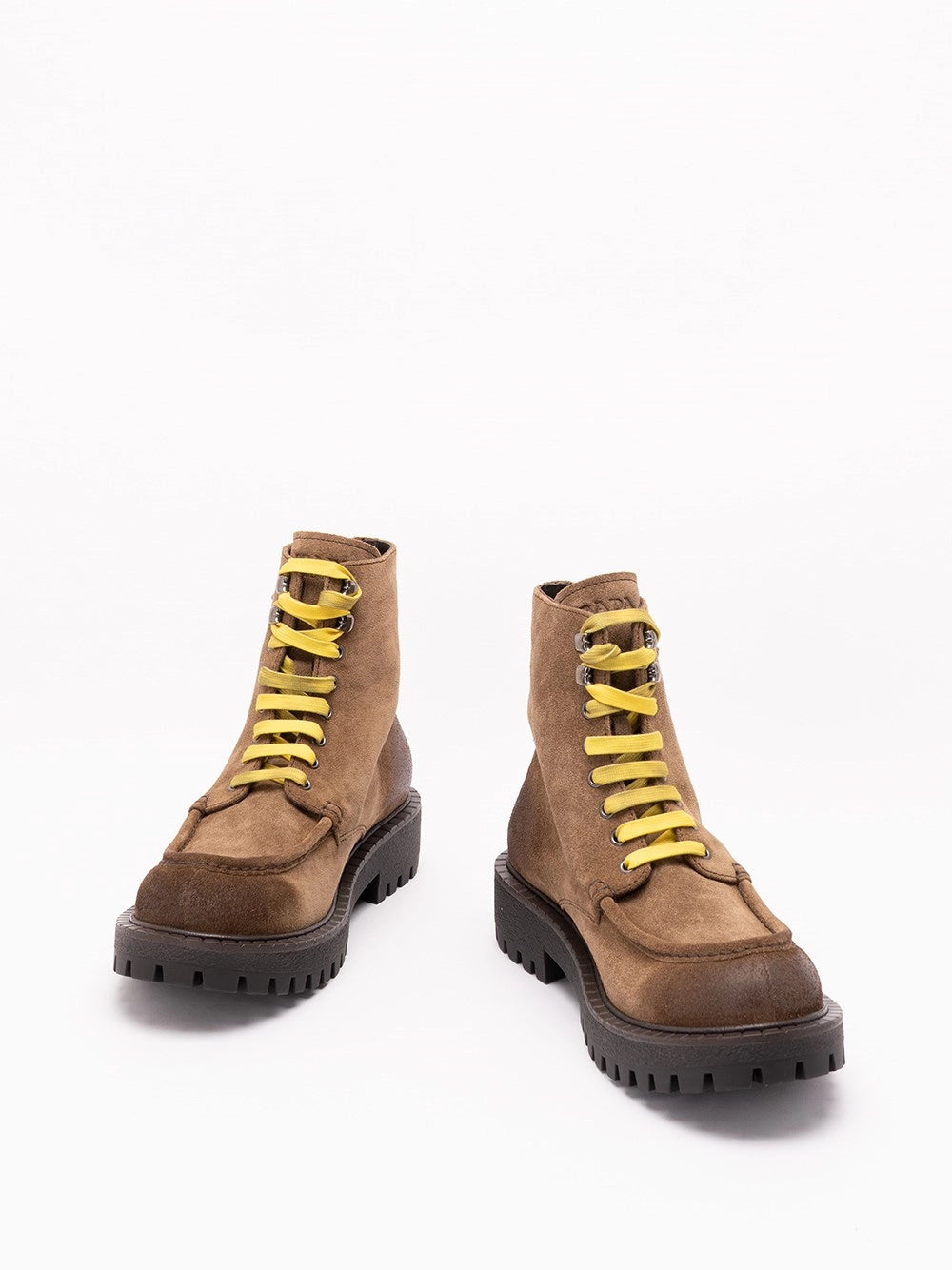 Prada Men Aged Suede Lace-Up Ankle Boots PRADA