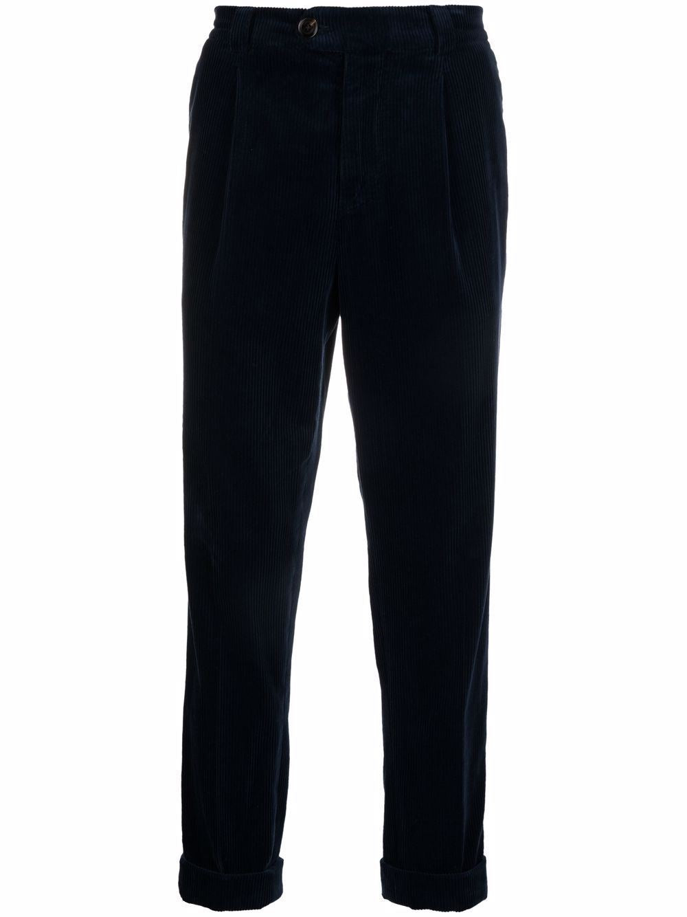 Brunello Cucinelli Men Blue Corduroy Trousers BRUNELLO CUCINELLI