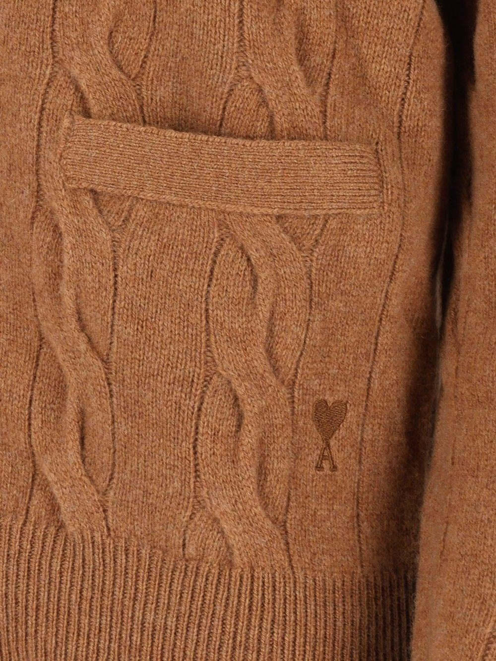 Ami Women Camel Brown Wool Cardigan AMI PARIS