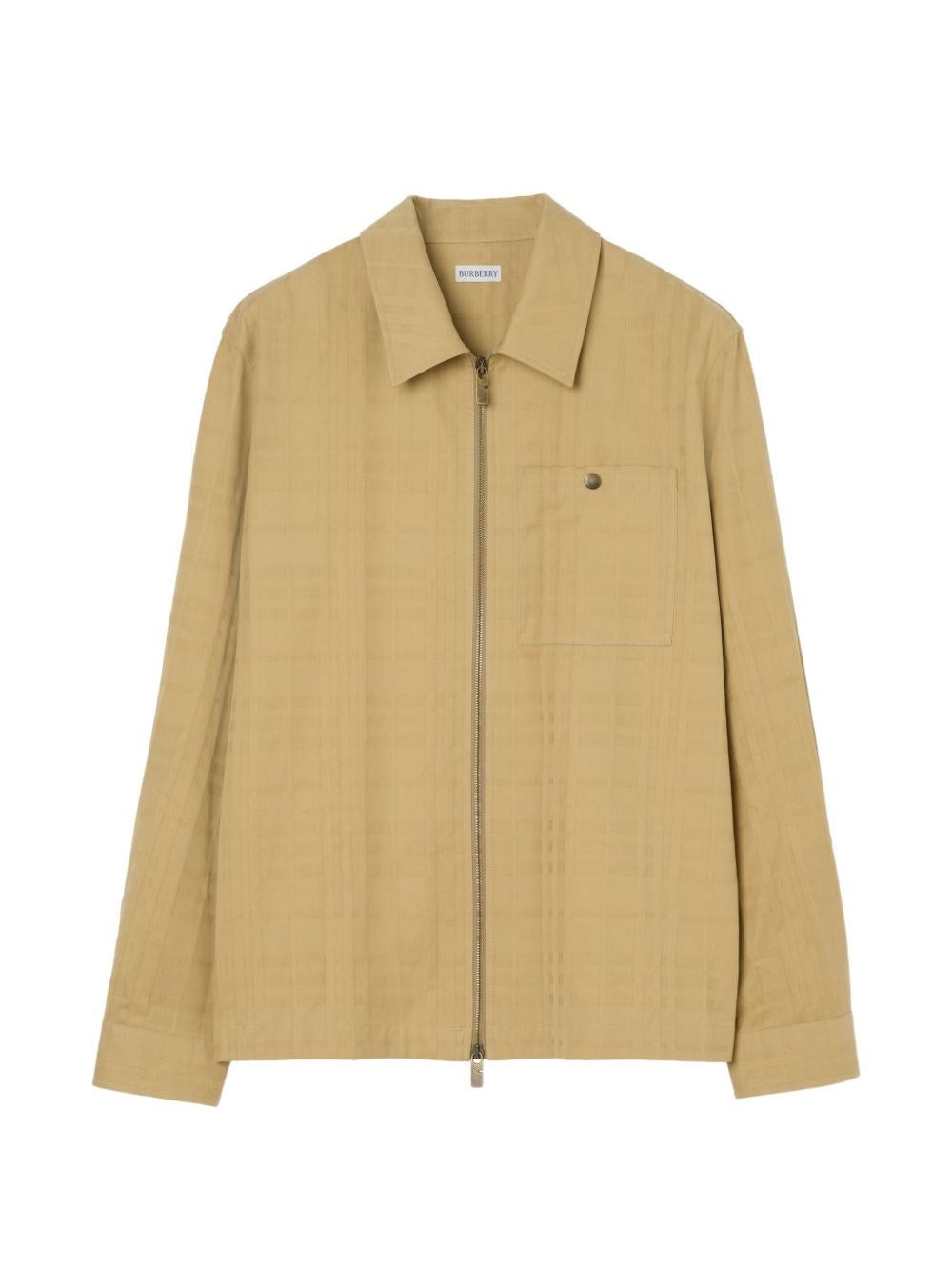 Burberry Men Check Cotton Zip-Up Shirt BURBERRY